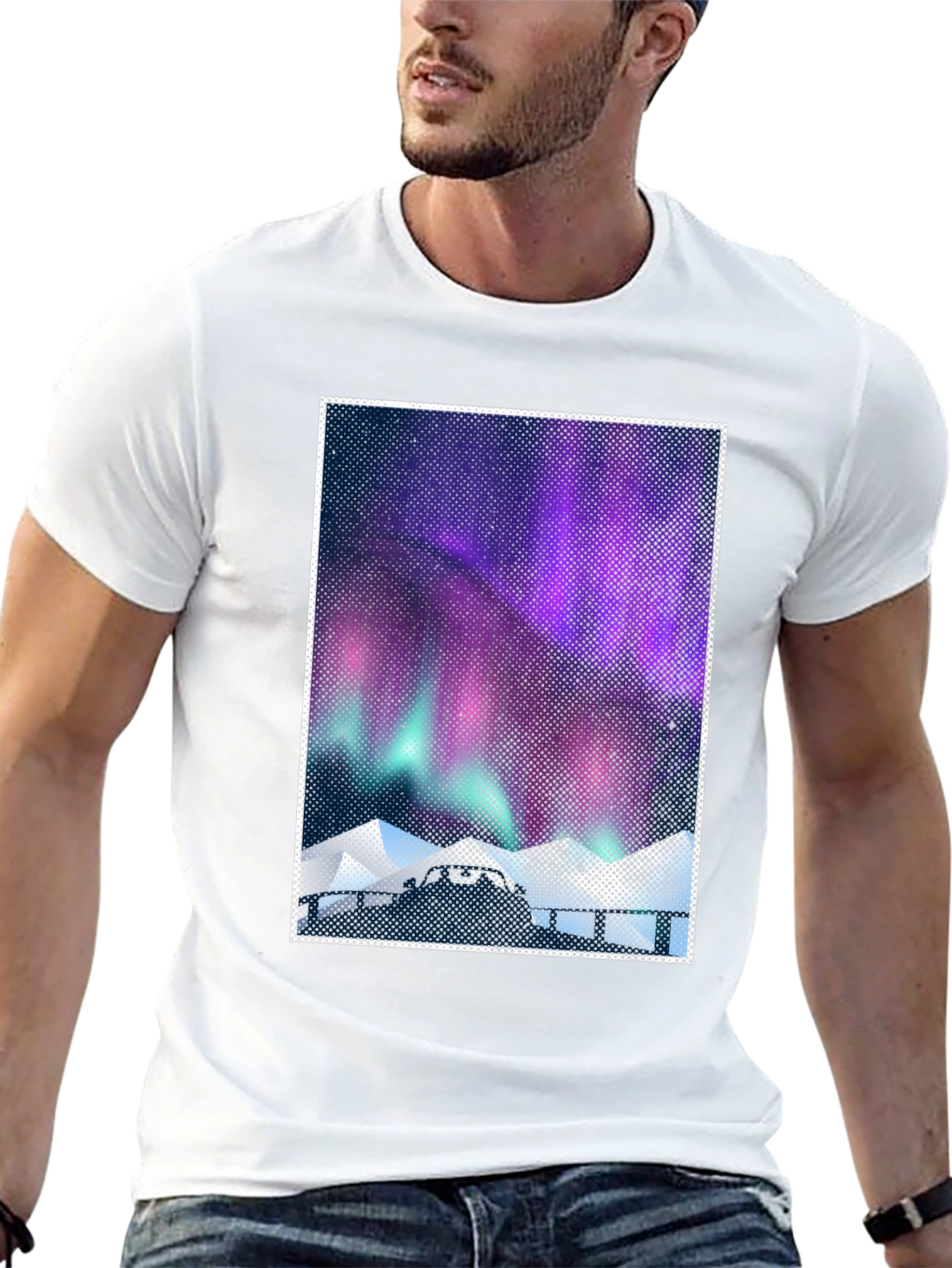 Northern Lights Graphic Tee - Men's Black T-Shirt - 13