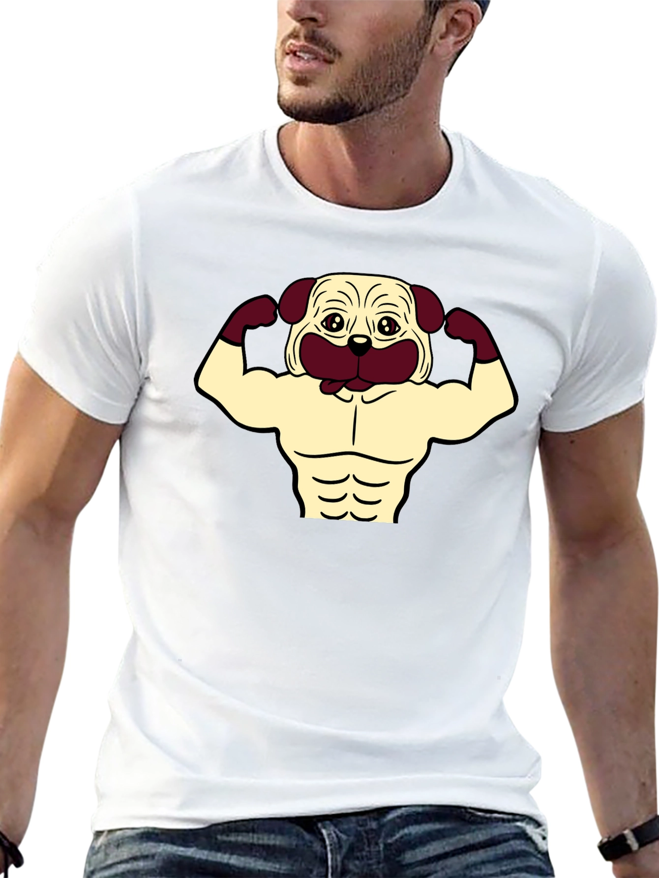 Black Pug Muscle T-Shirt - Black Graphic Tee view 13