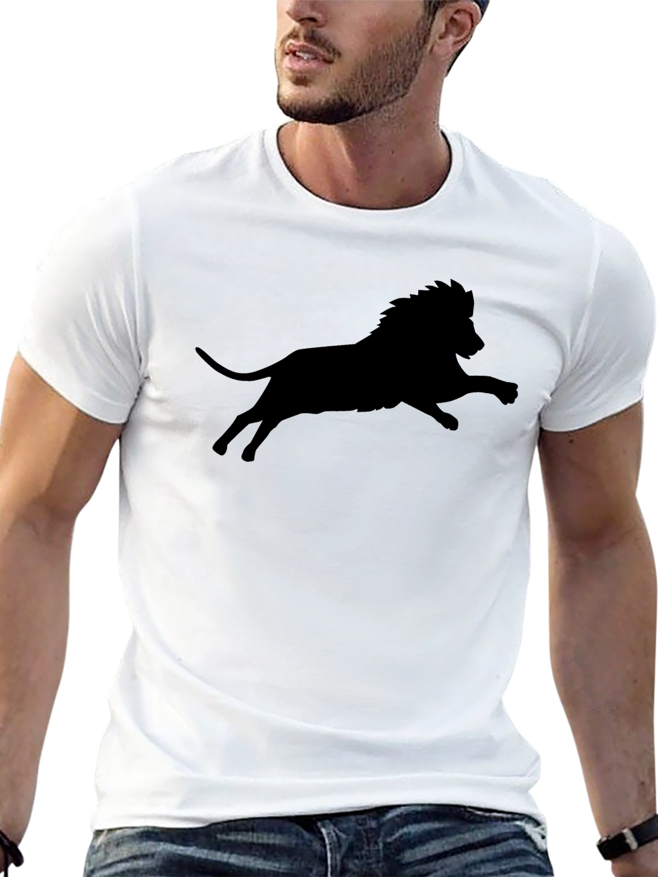 Black Black Lion Silhouette Graphic T-Shirt view 13
