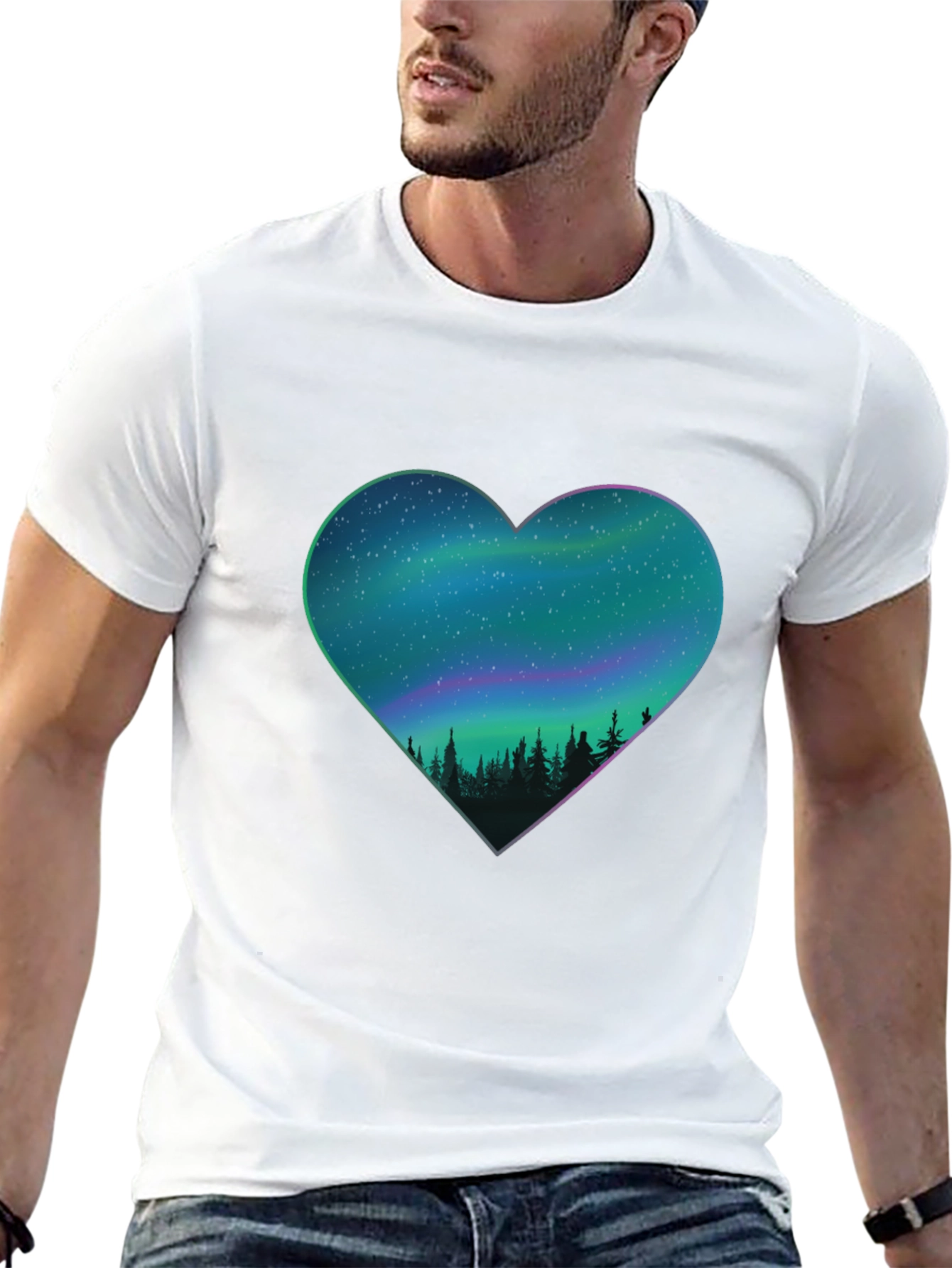 Black Northern Lights Heart Graphic Tee view 13