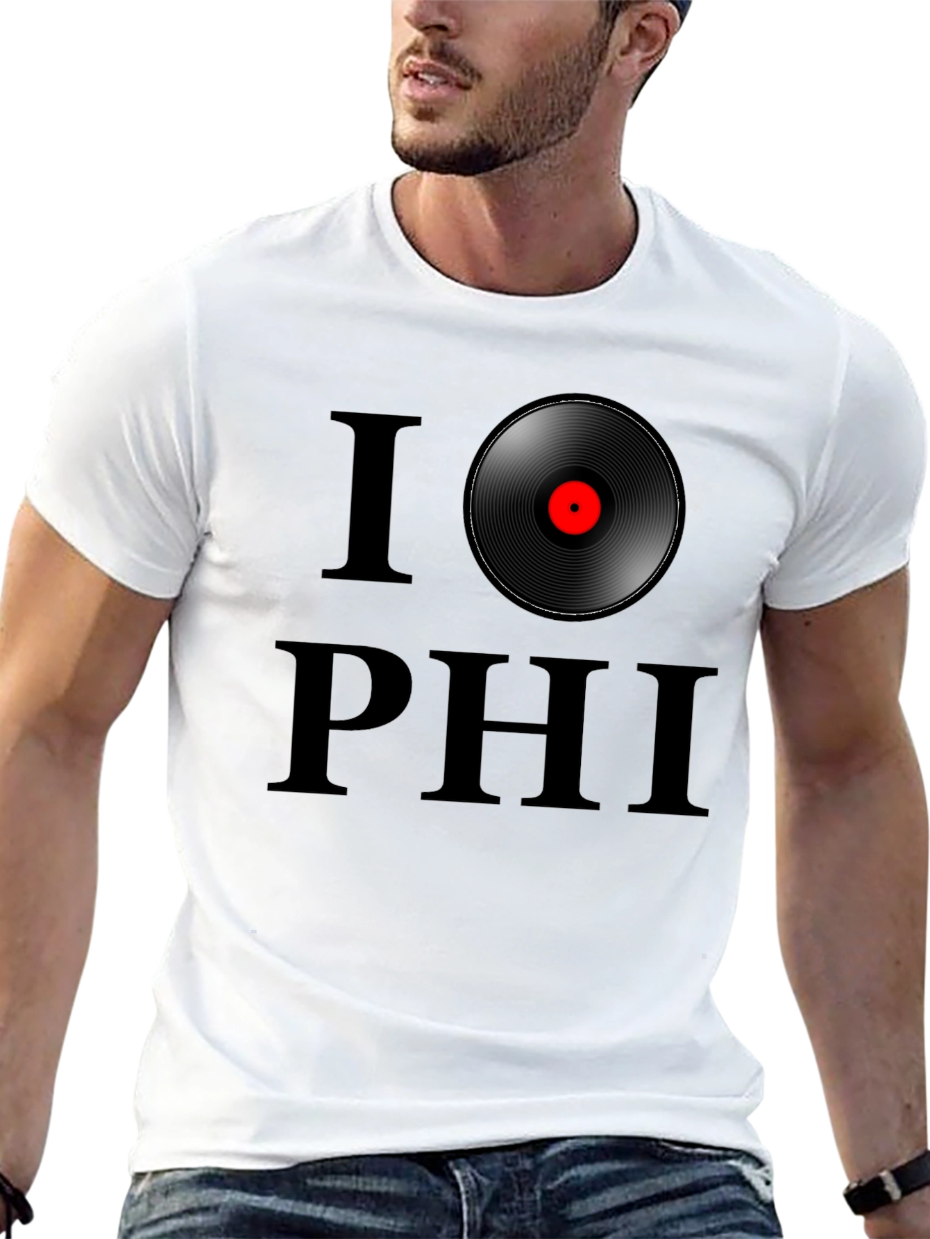 Black I Record Phi T-Shirt - Classic Black Tee view 13