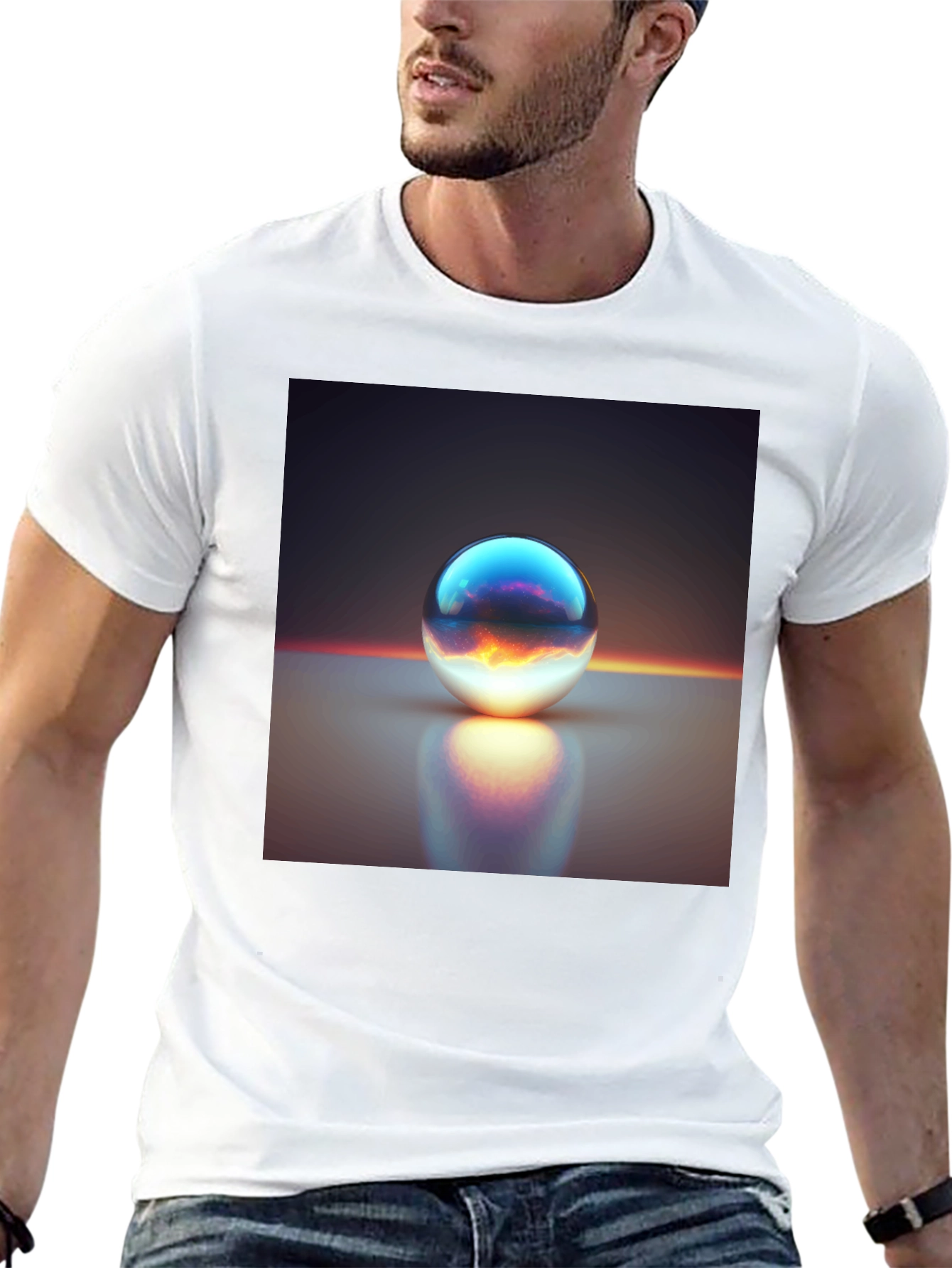 Black Mystic Orb Graphic Tee - Black Cotton Comfort view 13