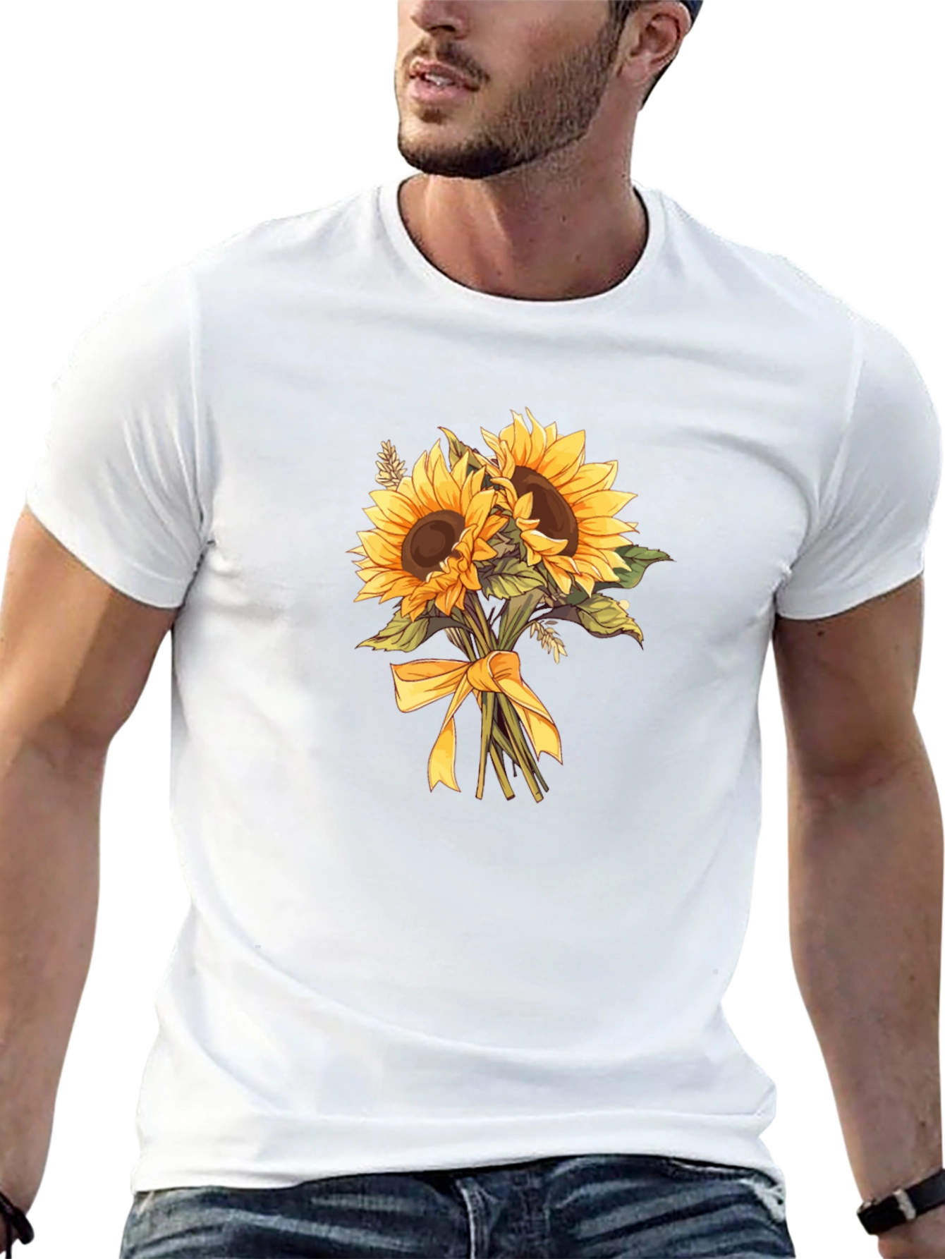 Black Sunflower Bouquet Graphic Tee - Black Cotton Blend view 13