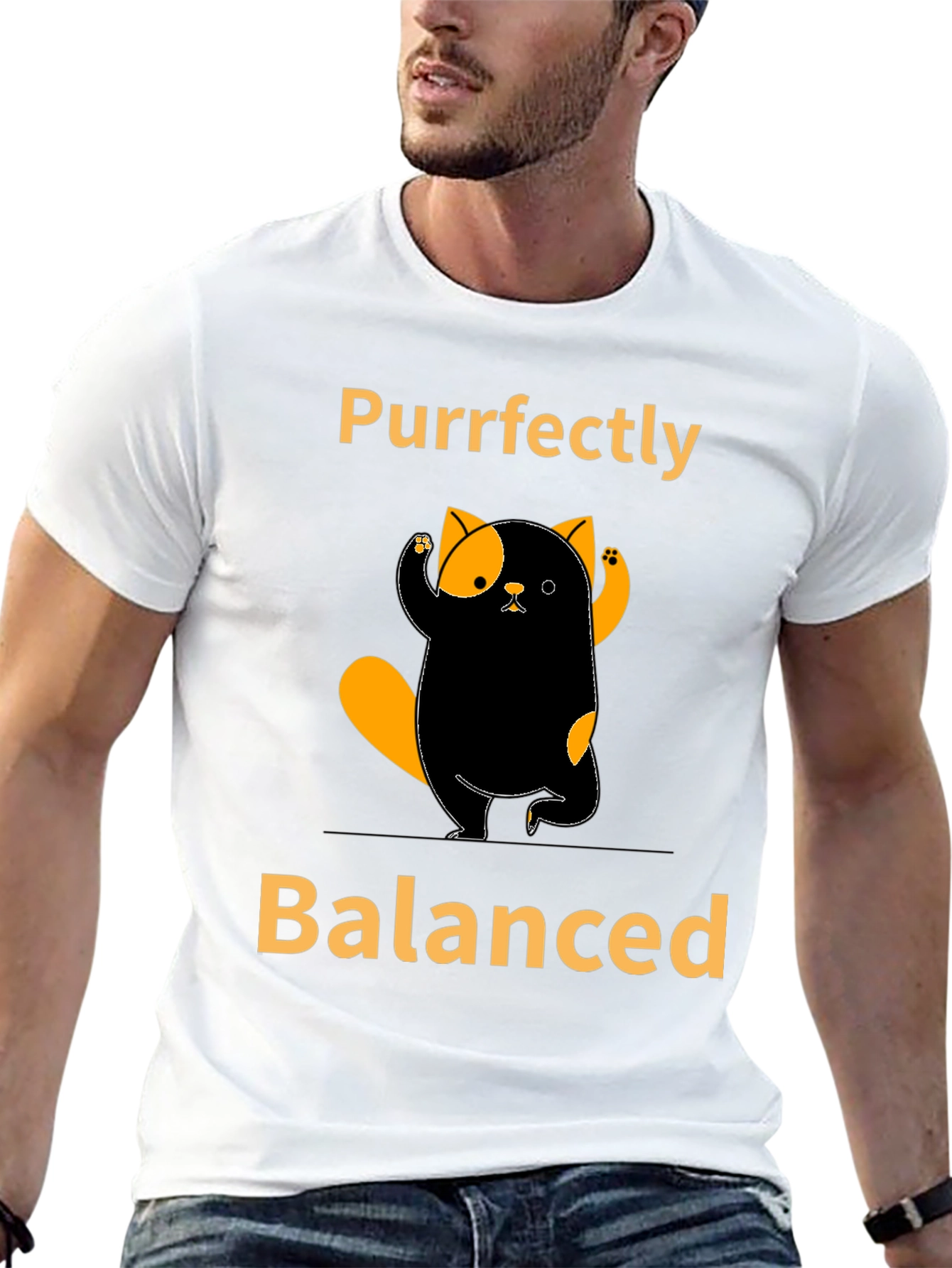 Black Purrfectly Balanced Cat T-Shirt view 13