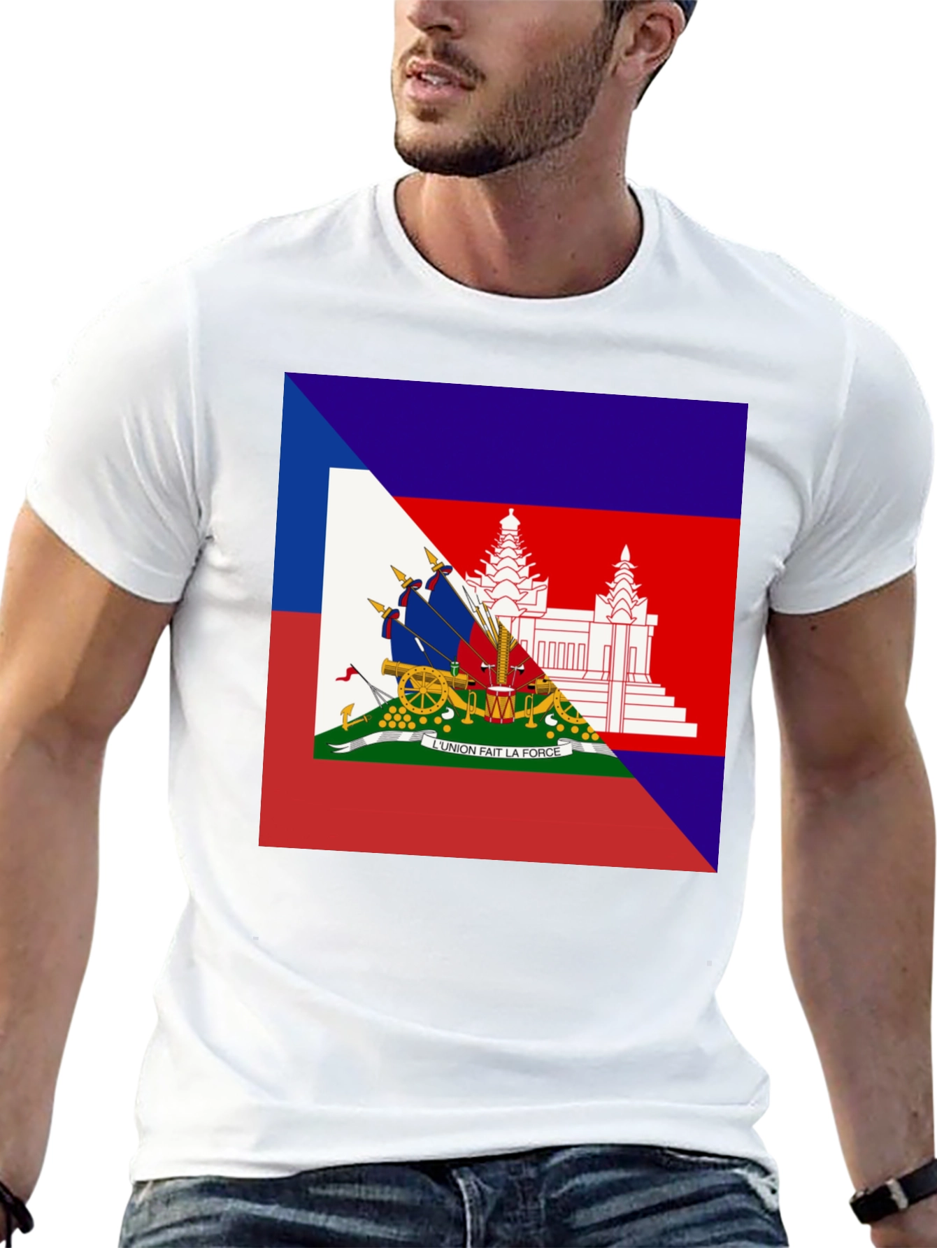 Black Haiti Flag T-Shirt Black Tee view 13