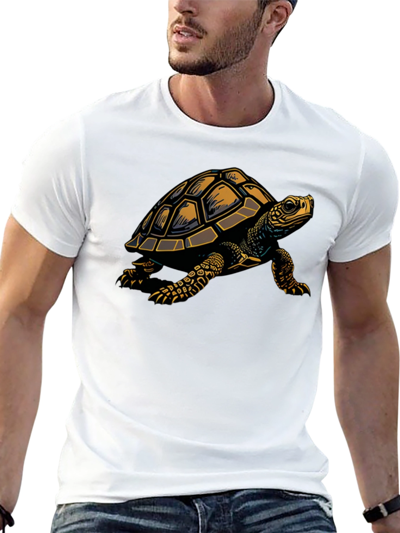 Black Turtle Graphic Tee - Stylish Black Cotton Blend T-Shirt view 13