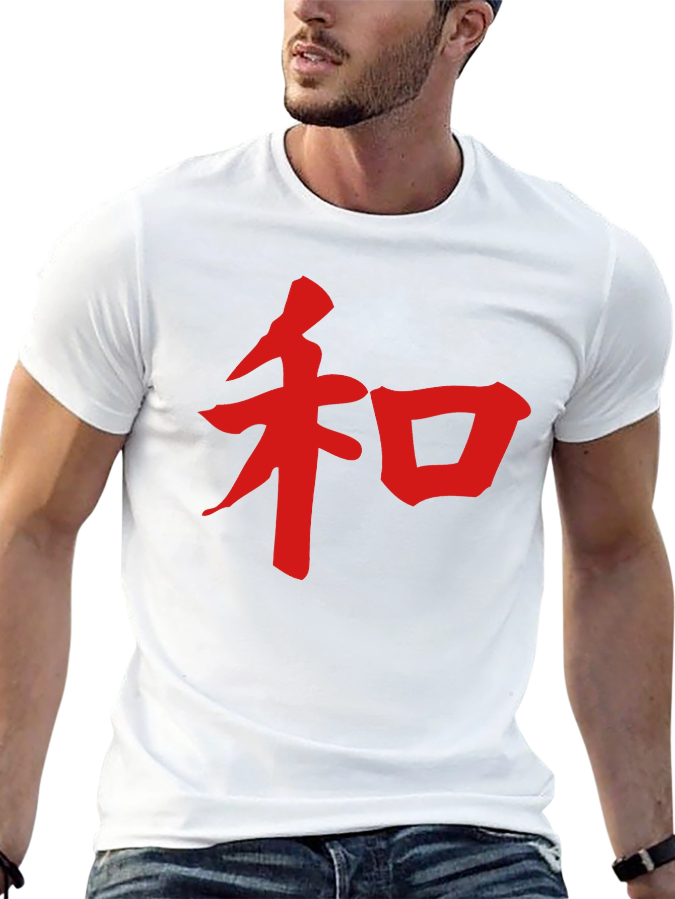 Black Black T-Shirt with Red Kanji Character view 13