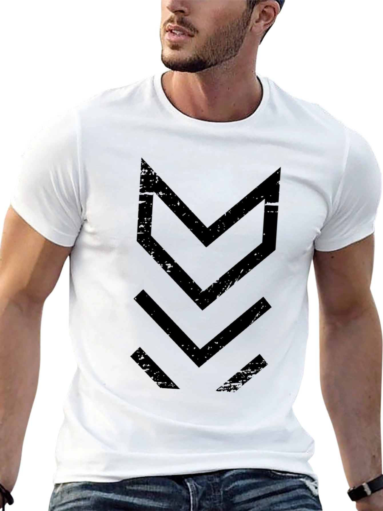 Black Modern Geometric Black T-Shirt view 13