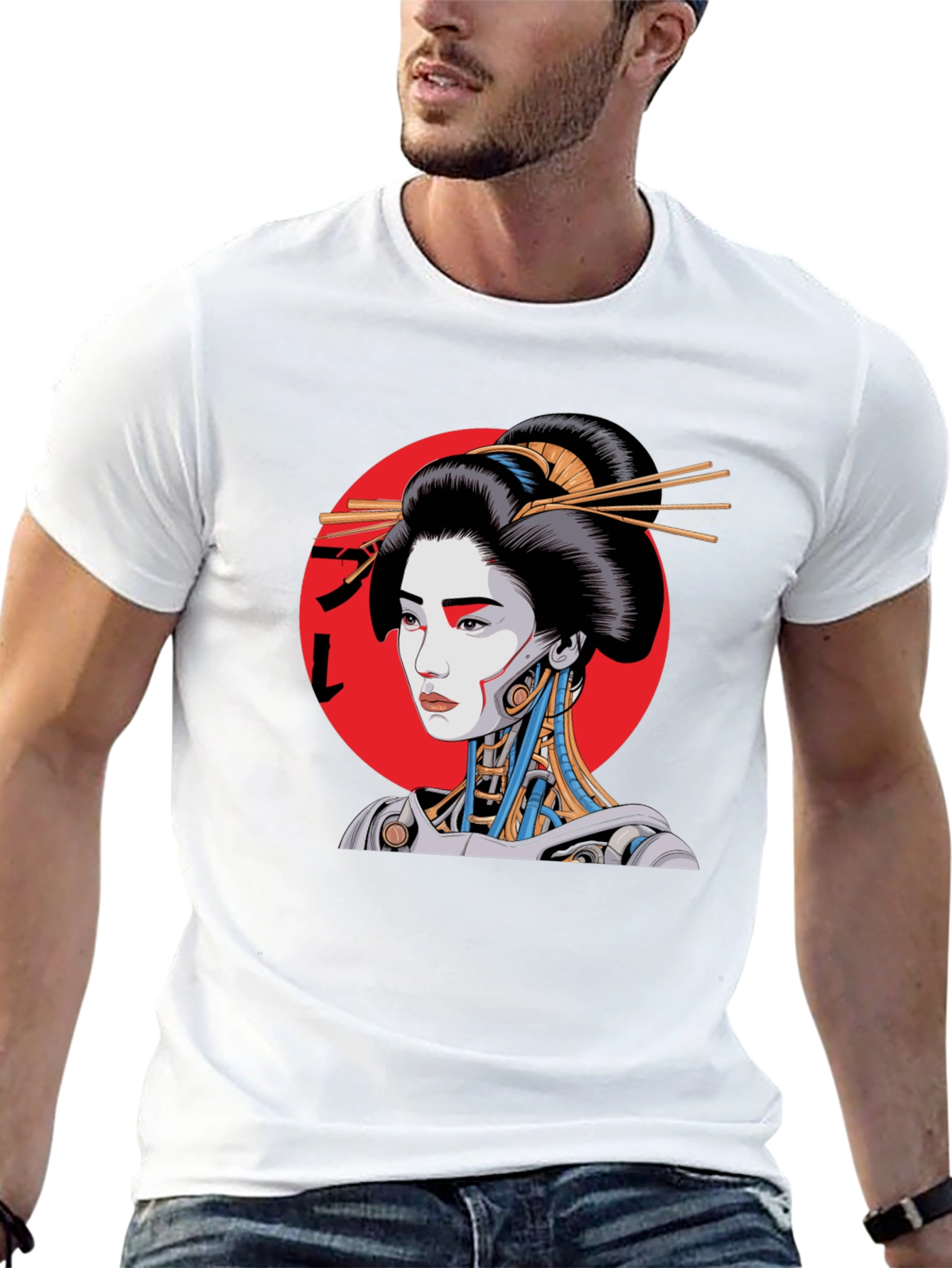 Black Cyberpunk Geisha Graphic Tee - Black view 13