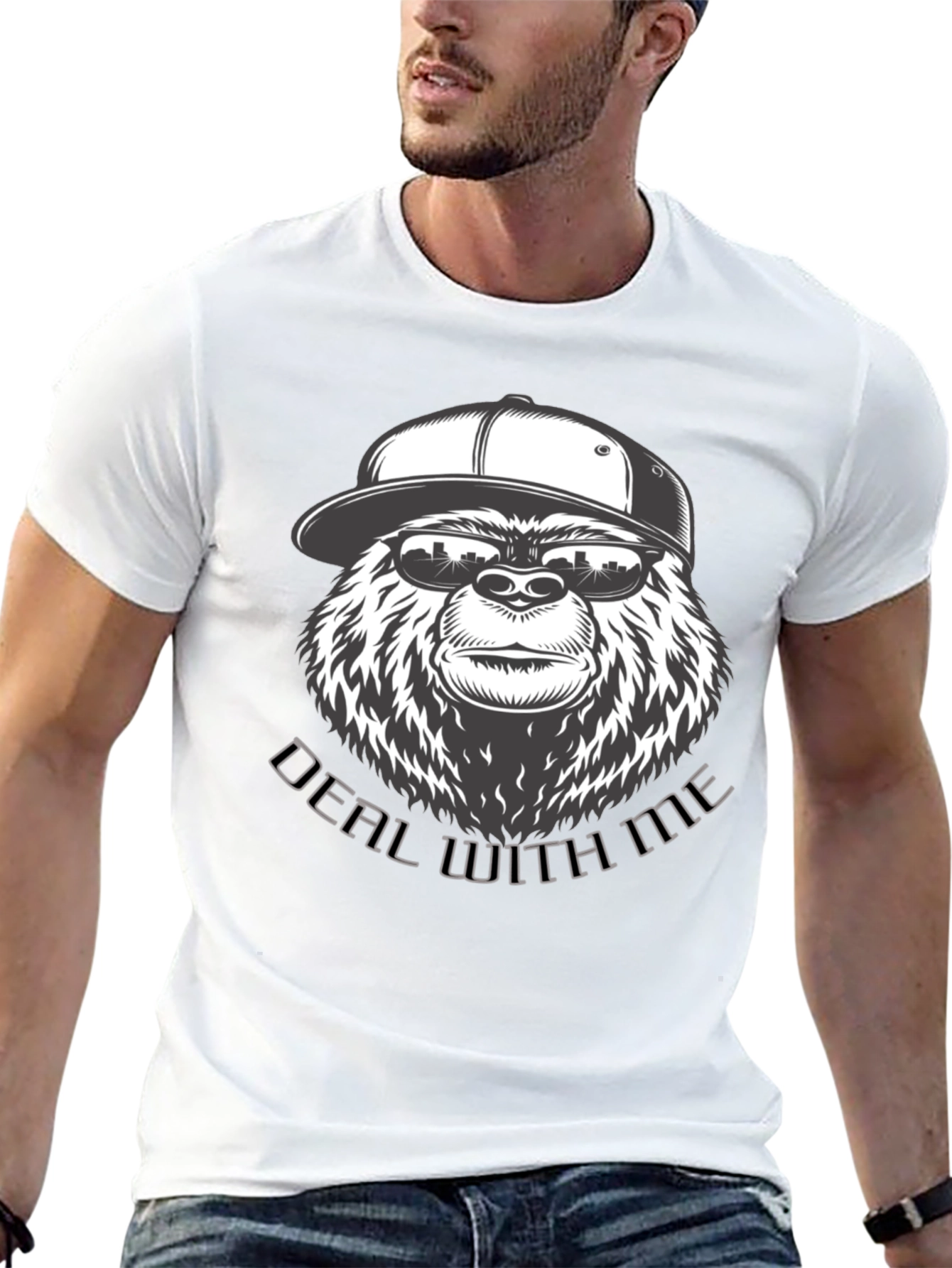 Black Cool Gorilla Deal With Me Black Graphic T-Shirt view 13