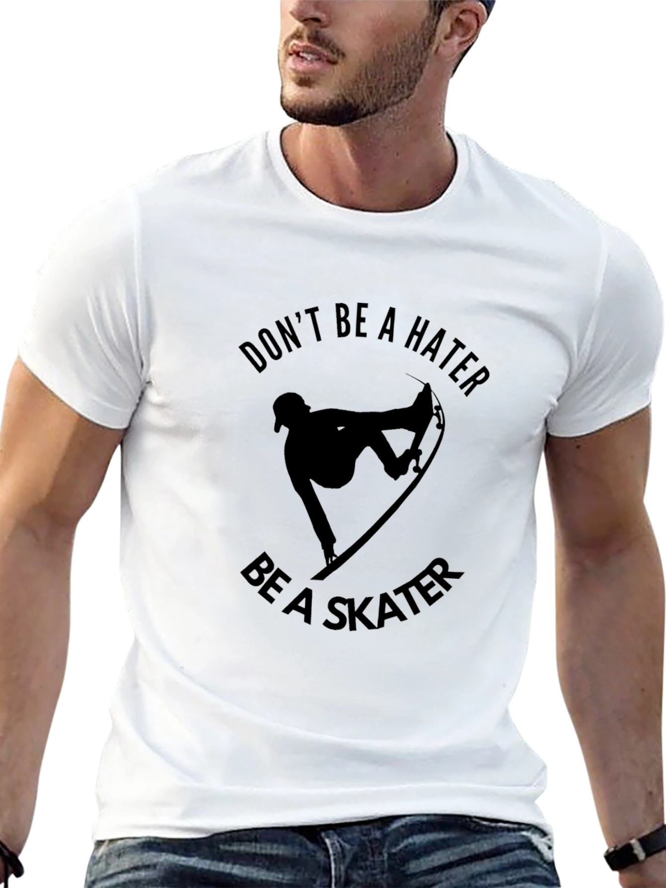 Black Don't Be A Hater Be A Skater Graphic Tee - Black view 13