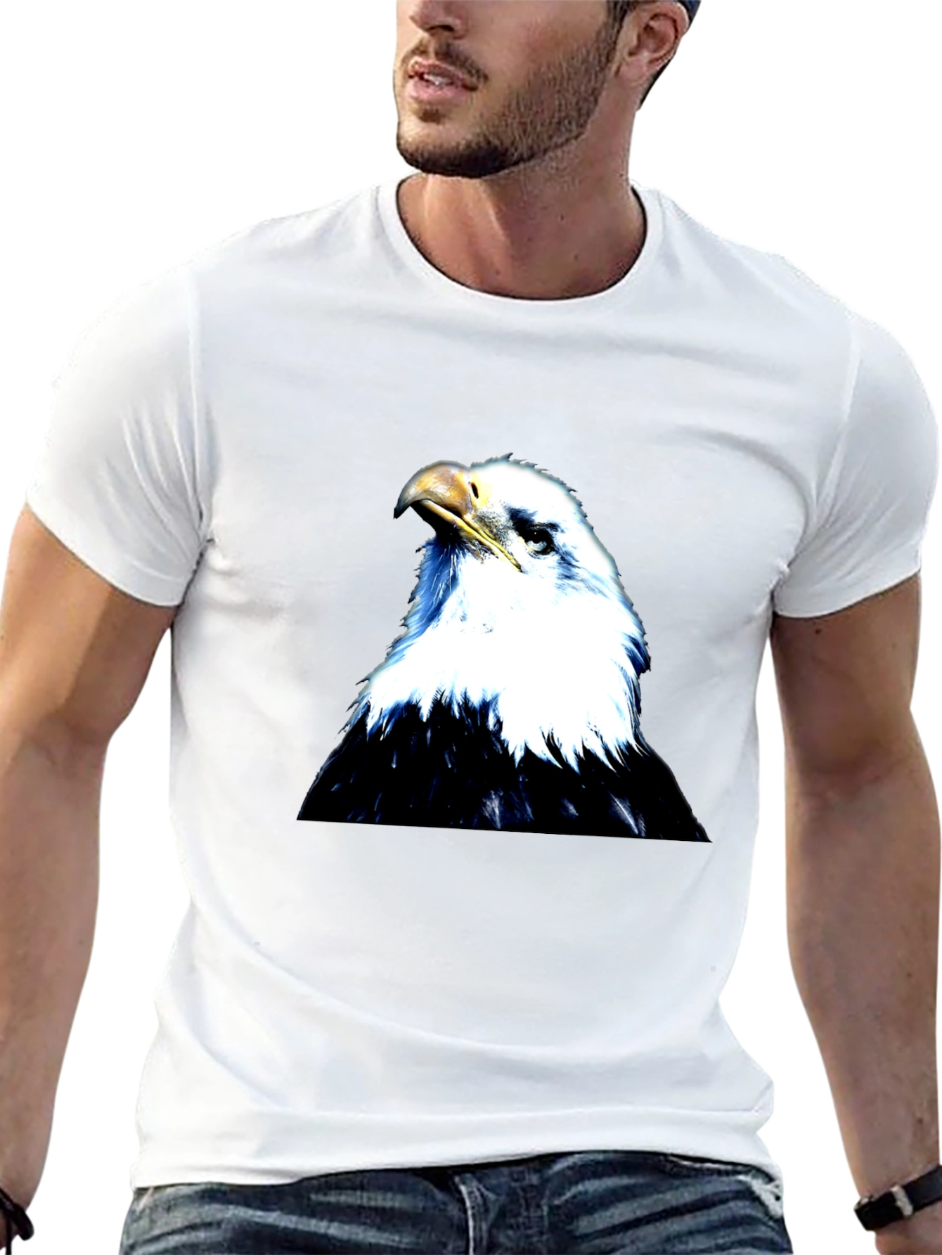 Black Eagle Graphic Black T-Shirt for Men view 13