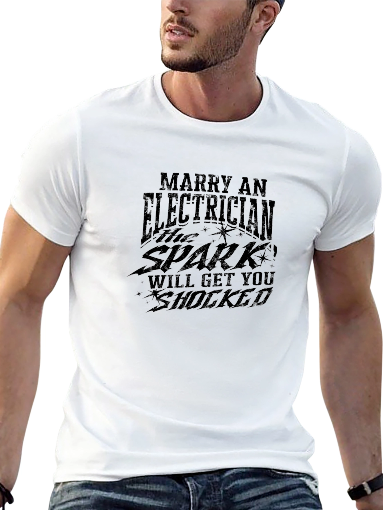 Black Marry an Electrician Humor T-Shirt view 13