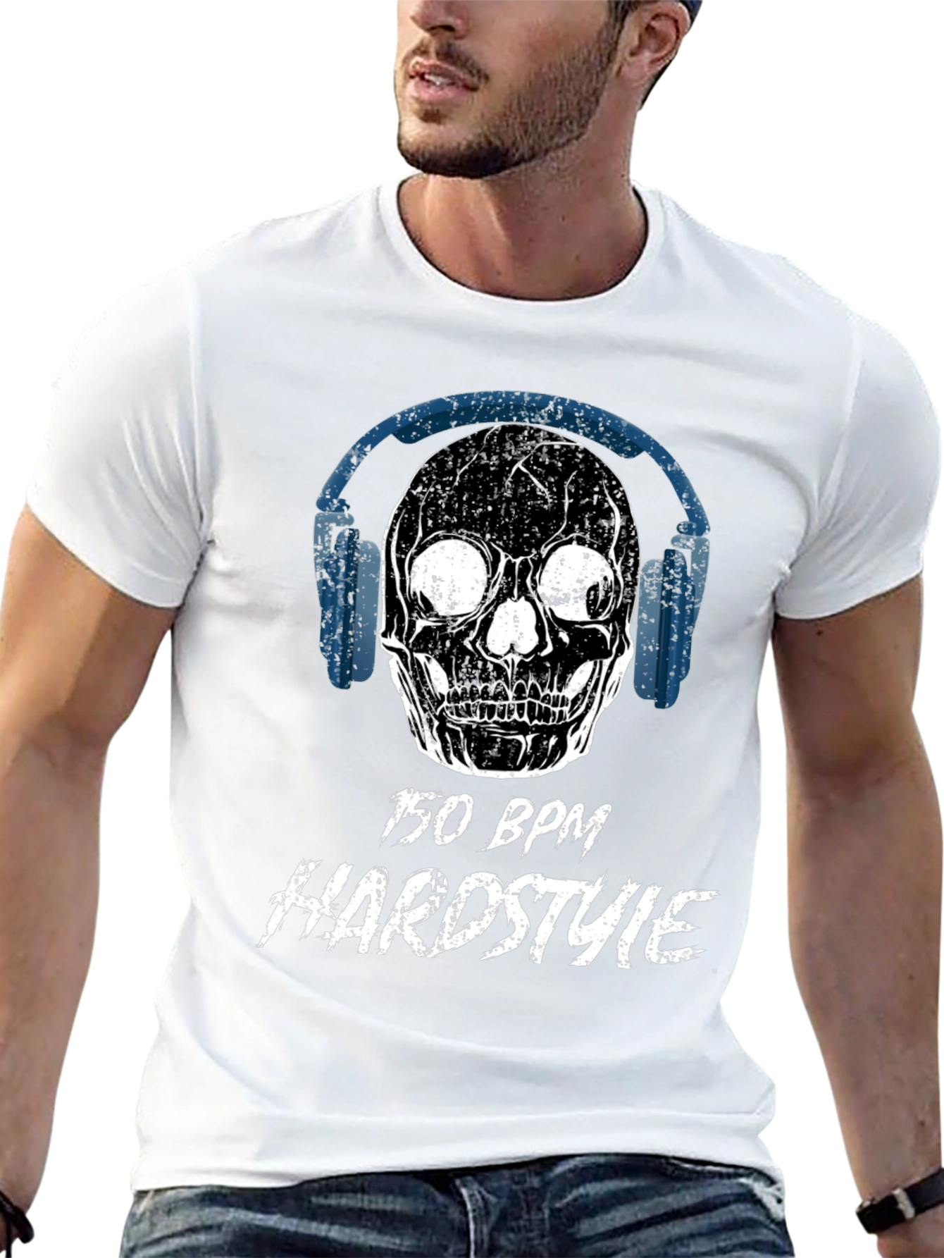 Black 150 BPM Hardstyle Skull T-Shirt view 13