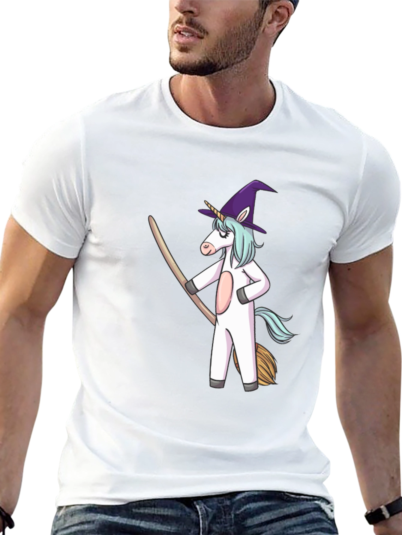 Black Unicorn Witch T-Shirt - Halloween Costume Tee view 13