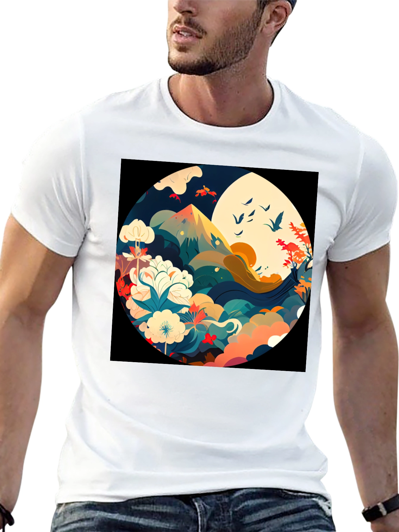 Black Nature Circle Graphic Tee - Stylish Comfort view 13