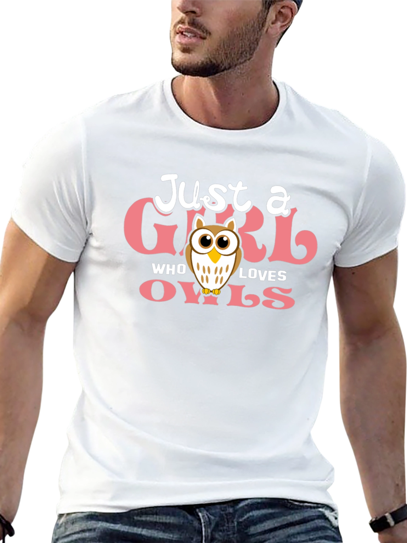Black Just a Girl Who Loves Owls T-Shirt view 13
