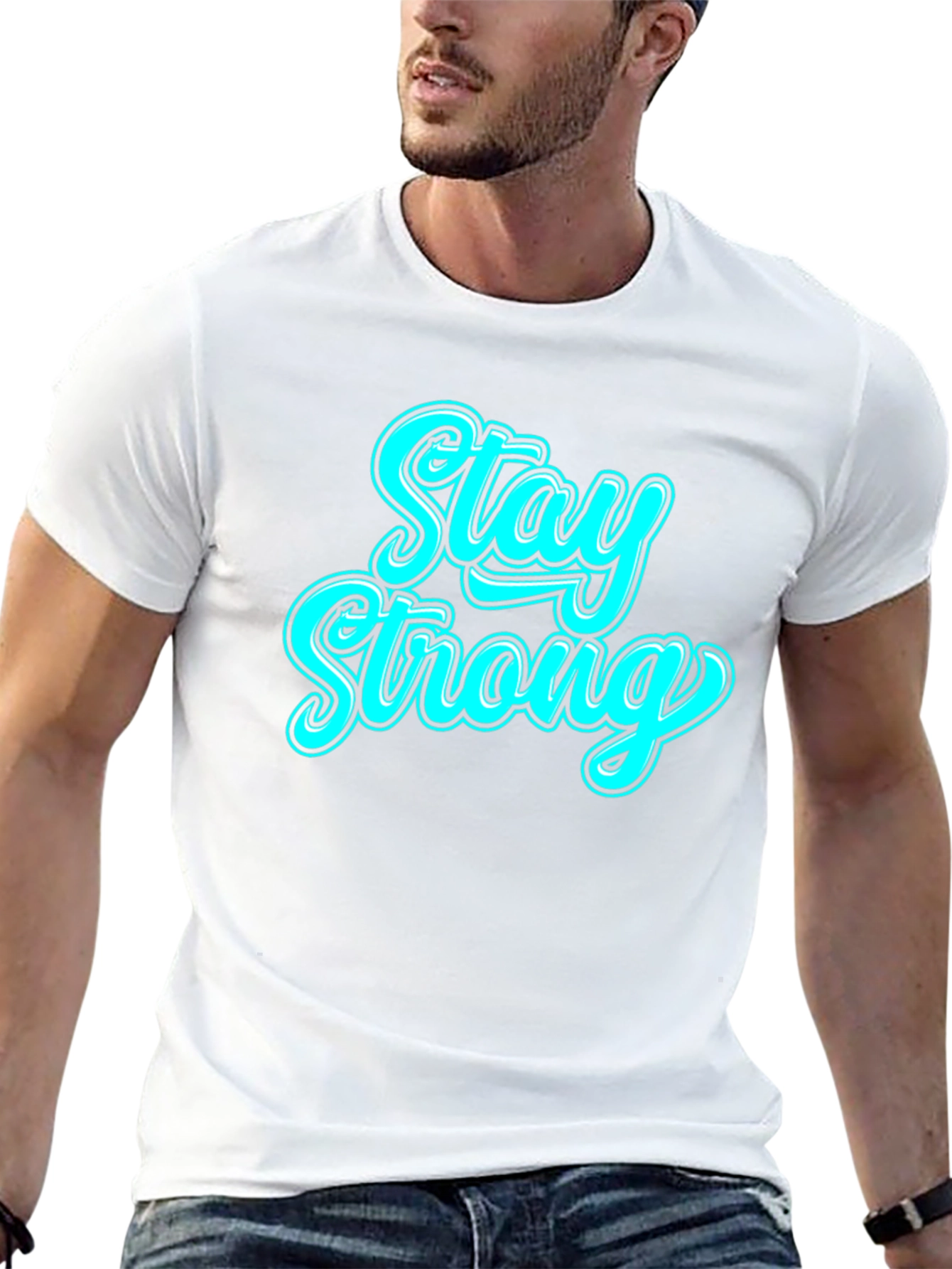Black Stay Strong Black Graphic T-Shirt view 13