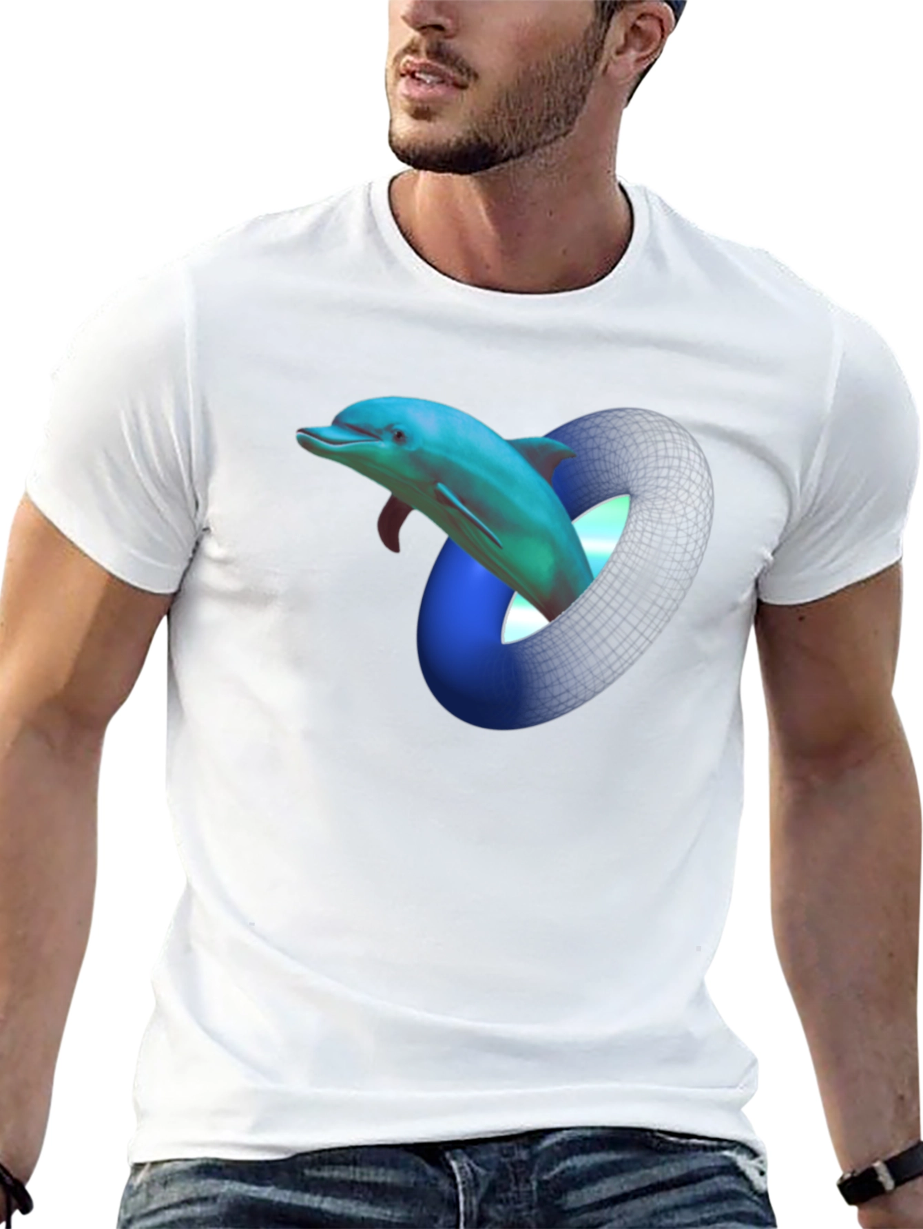 Black Dolphin Mobius Strip Graphic Black T-Shirt view 13
