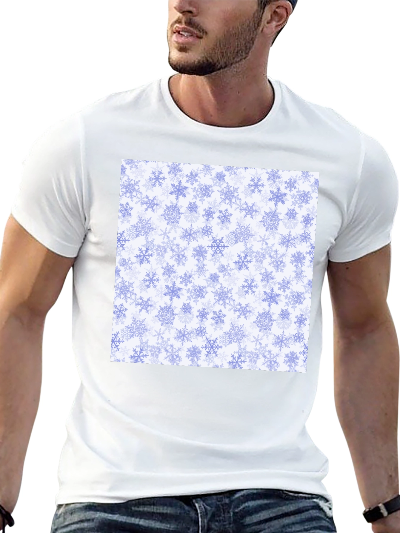 Black Snowflake Pattern Tee - Winter Holiday Style! view 13
