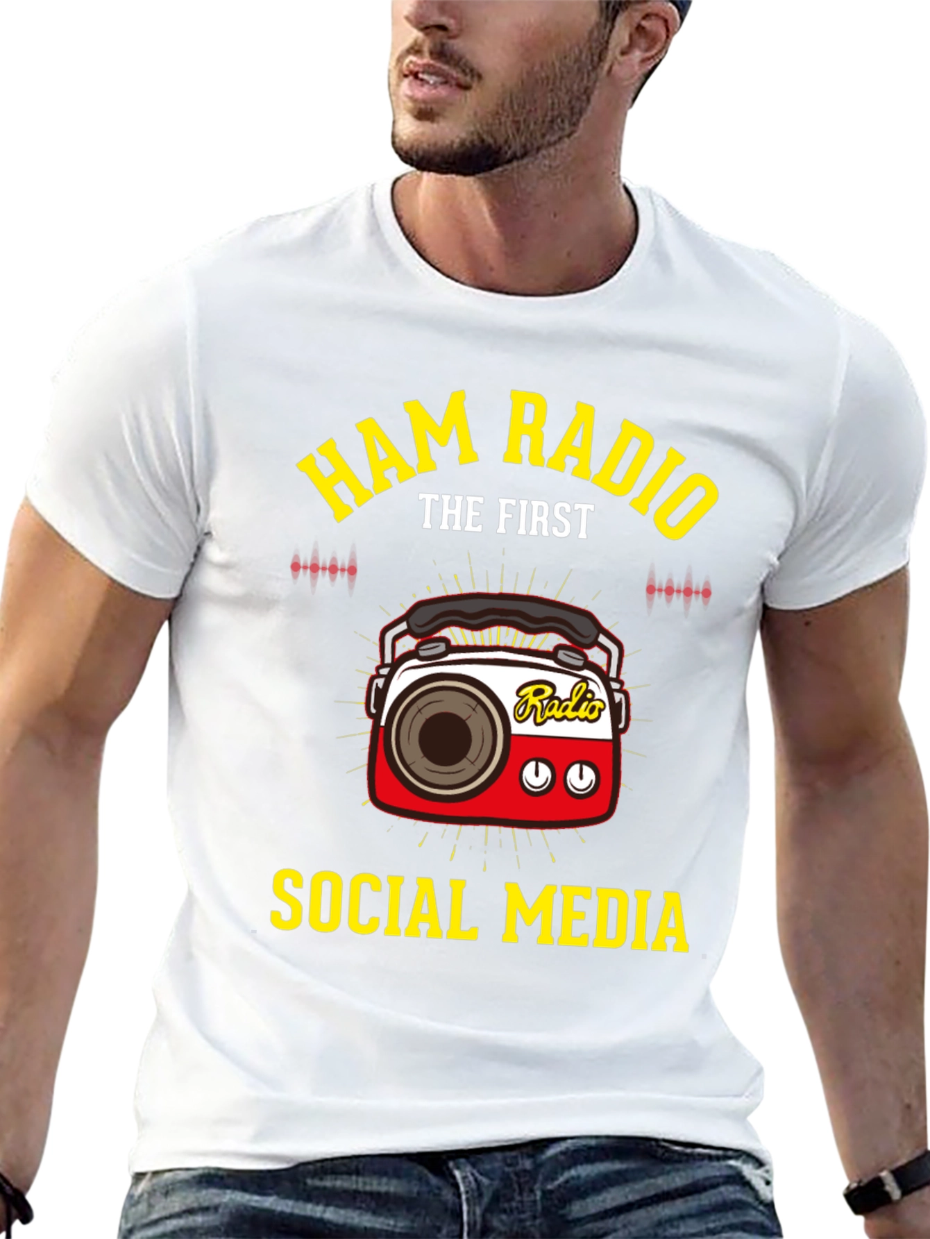 Black Ham Radio The First Social Media T-Shirt view 13