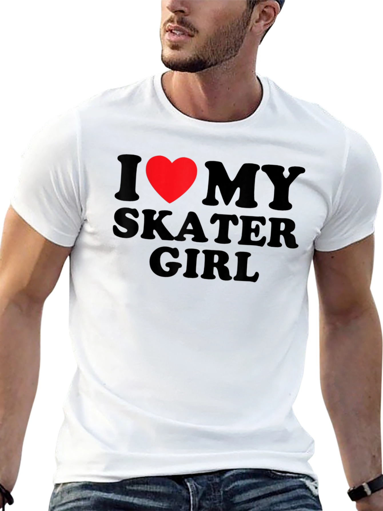 Black I Heart My Skater Girl T-Shirt - Black Cotton Tee view 13