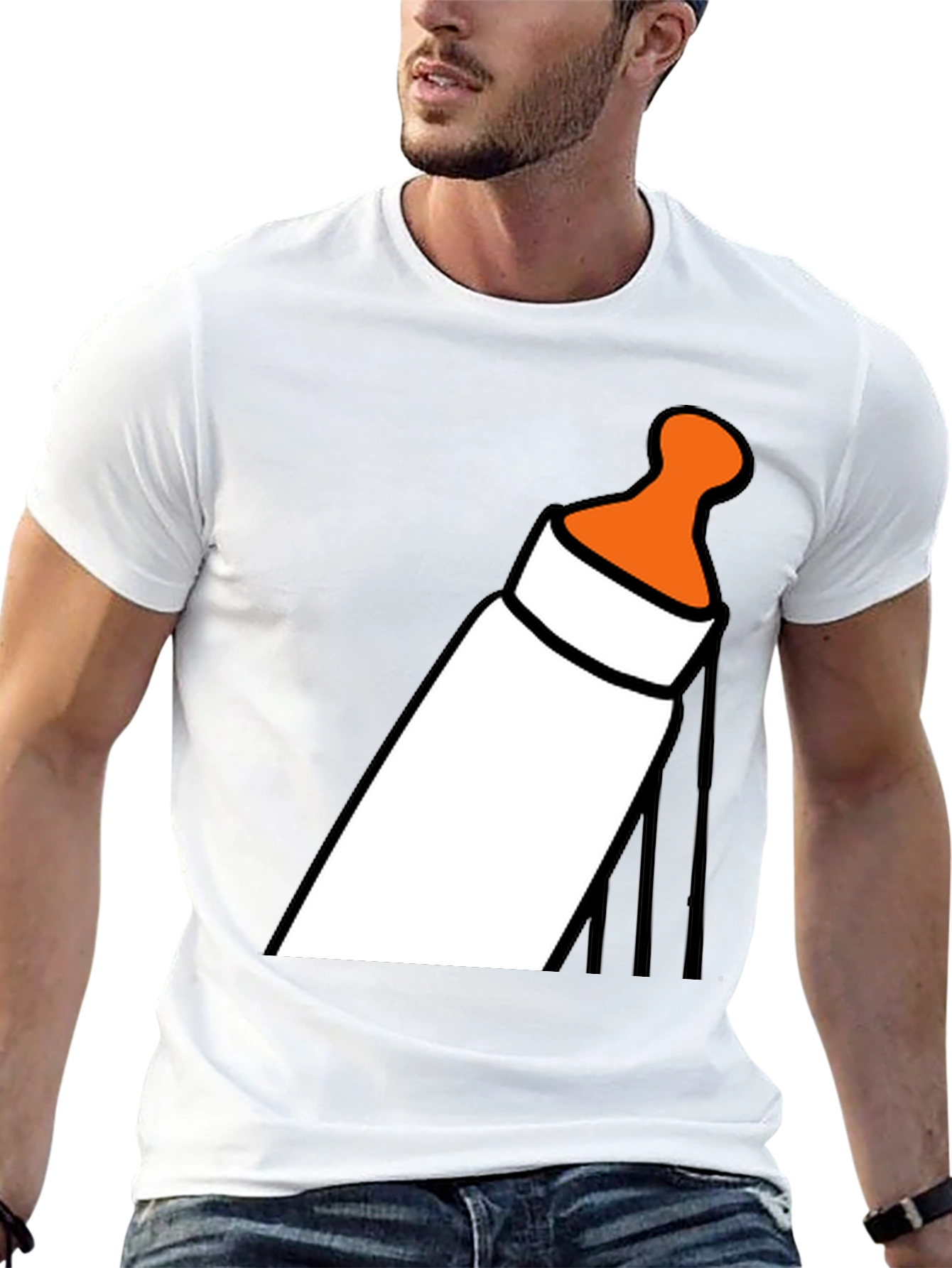 Black Baby Bottle Graphic T-Shirt - Funny Novelty Tee view 13