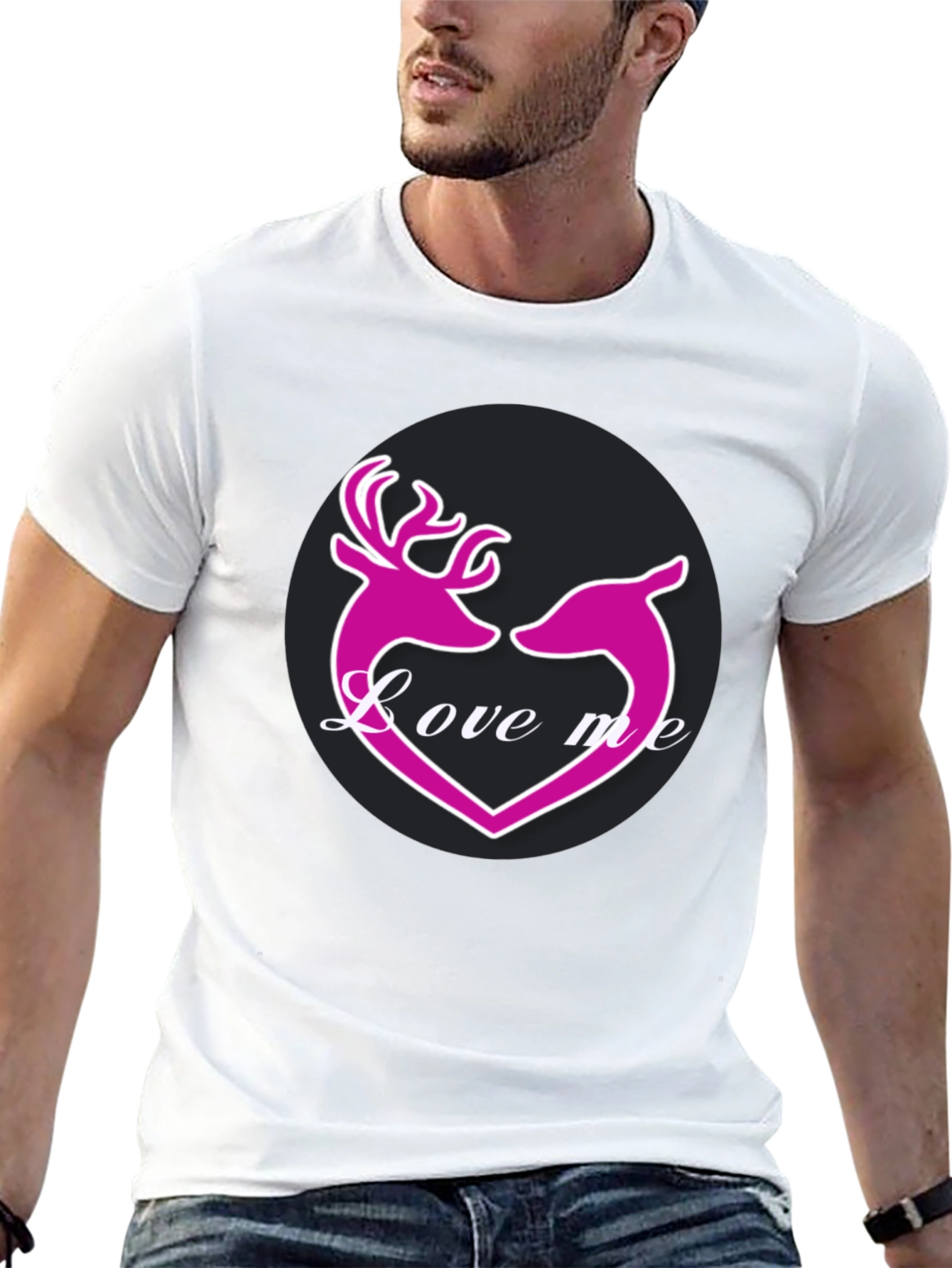 Black Love Me Deer Heart Graphic T-Shirt view 13