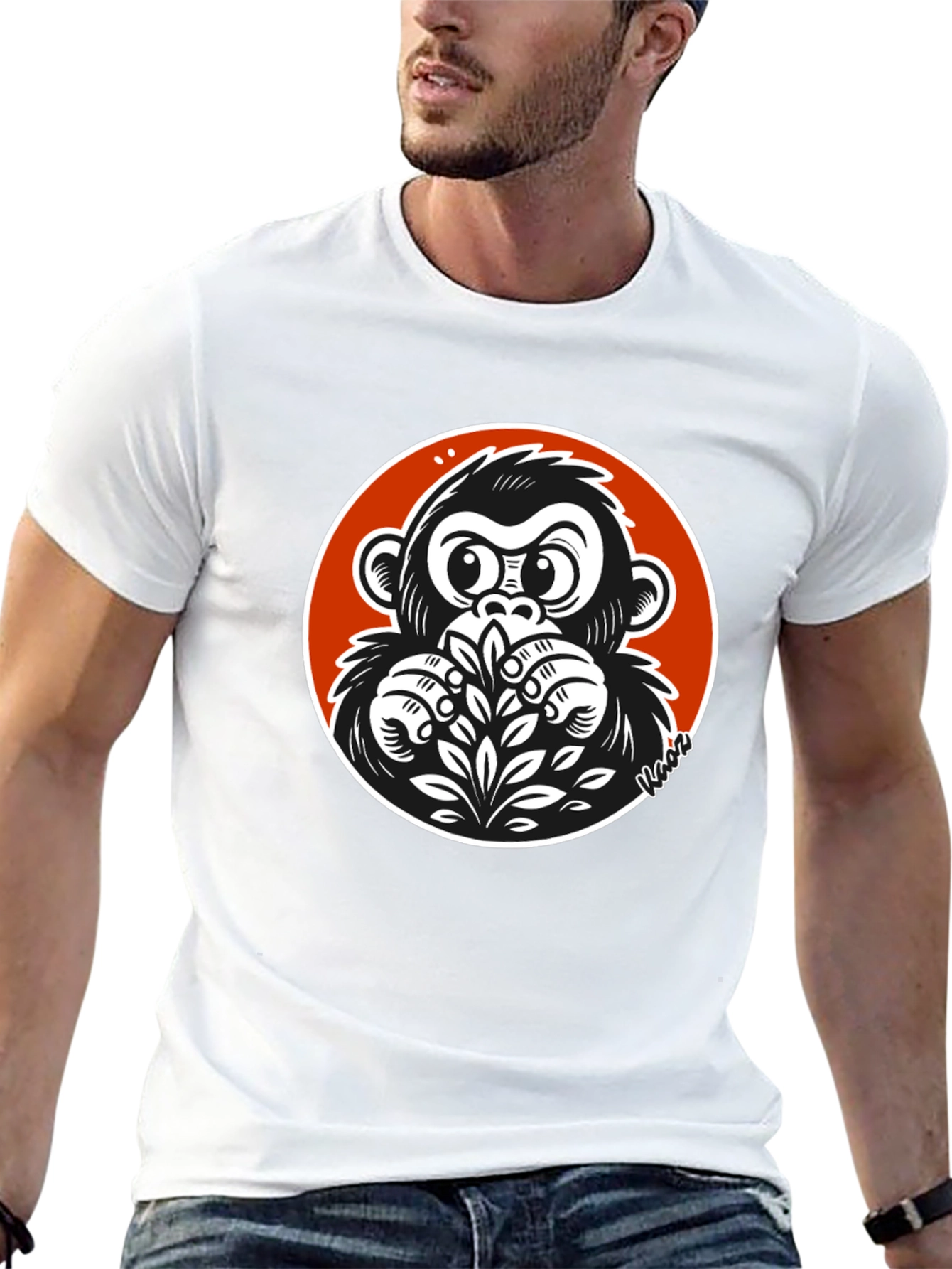 Black Cool Gorilla Graphic Tee - Black Cotton T-Shirt view 13