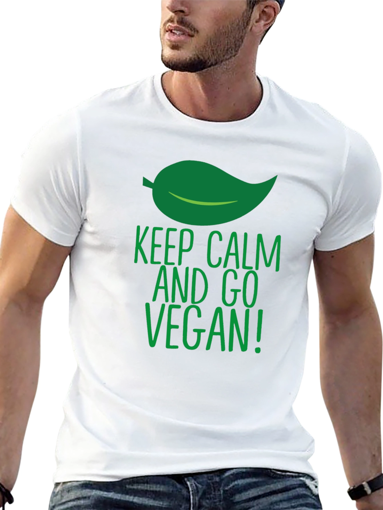 Black Keep Calm and Go Vegan T-Shirt - Black, Short Sleeve view 13