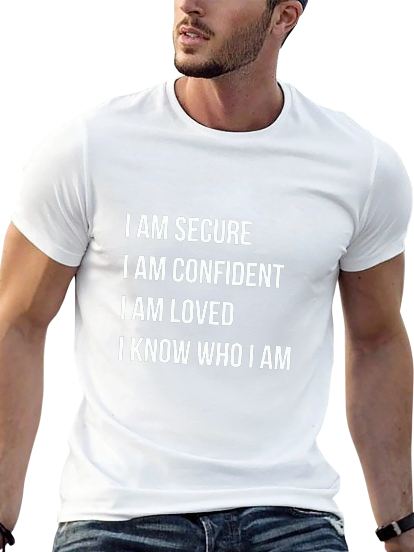 Black Affirmation Tee: I Am Secure, Confident, Loved T-Shirt view 13