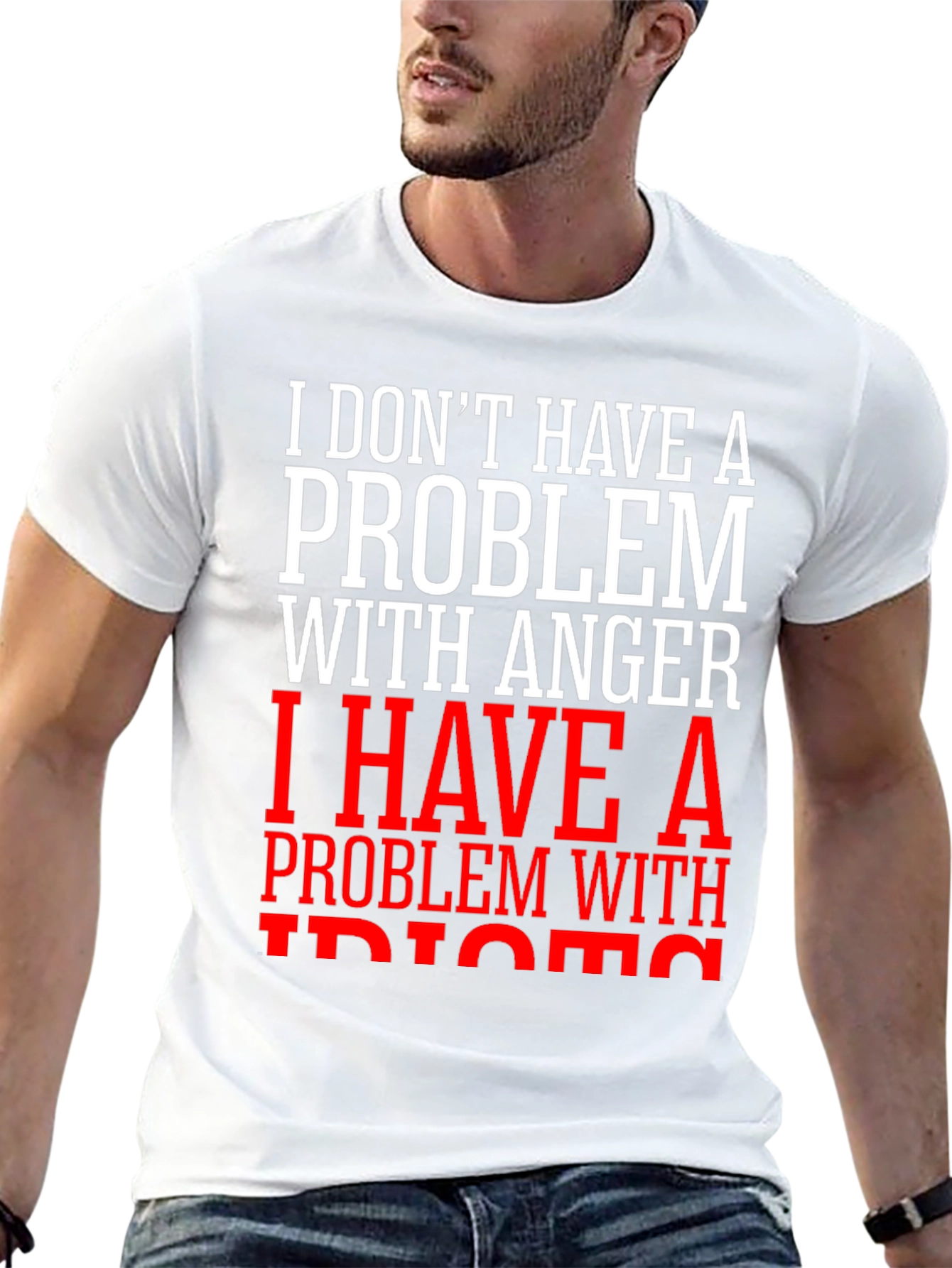 Black Funny Anger Problem Graphic T-Shirt view 13