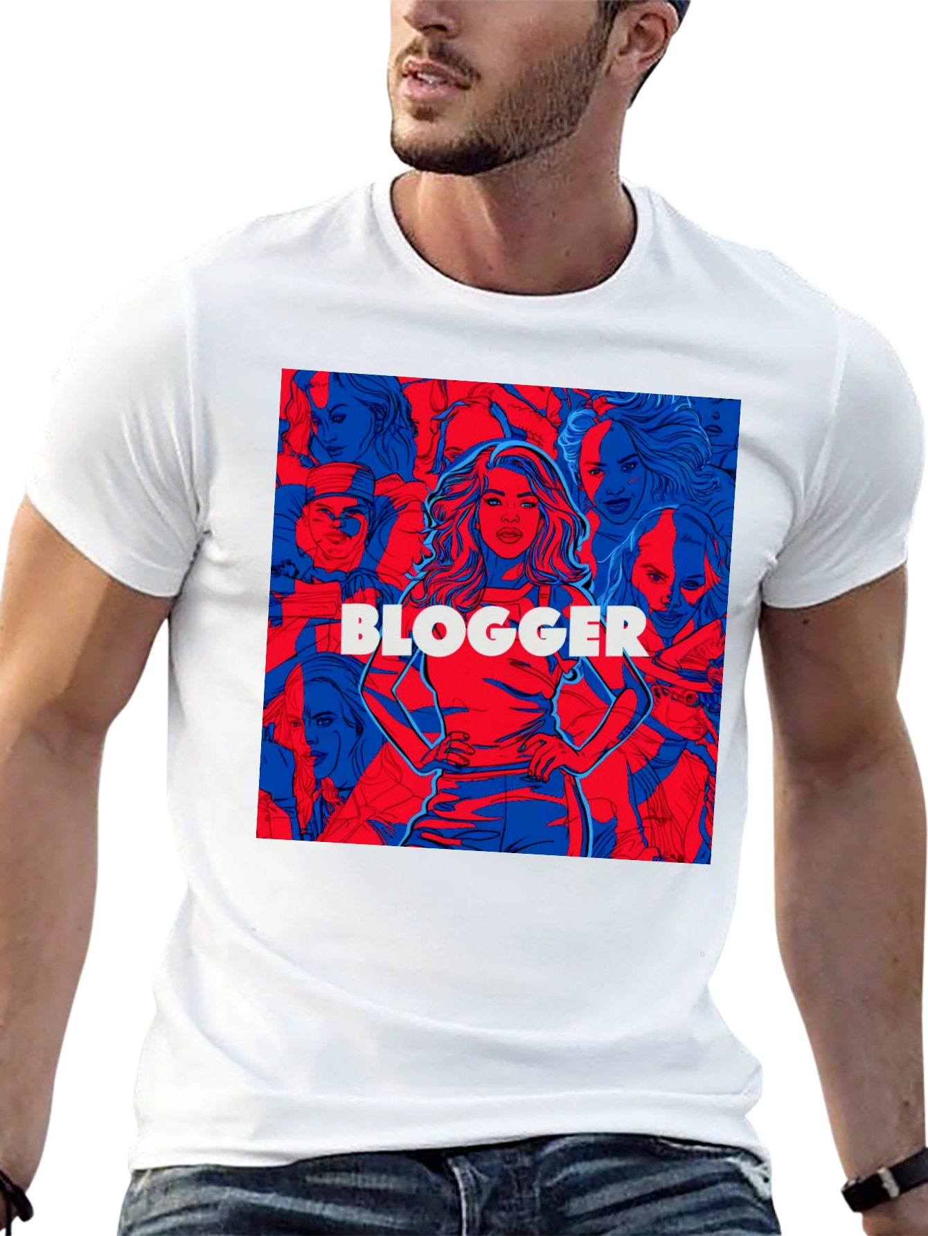 Black Blogger Graphic Print Crew Neck T-Shirt view 13