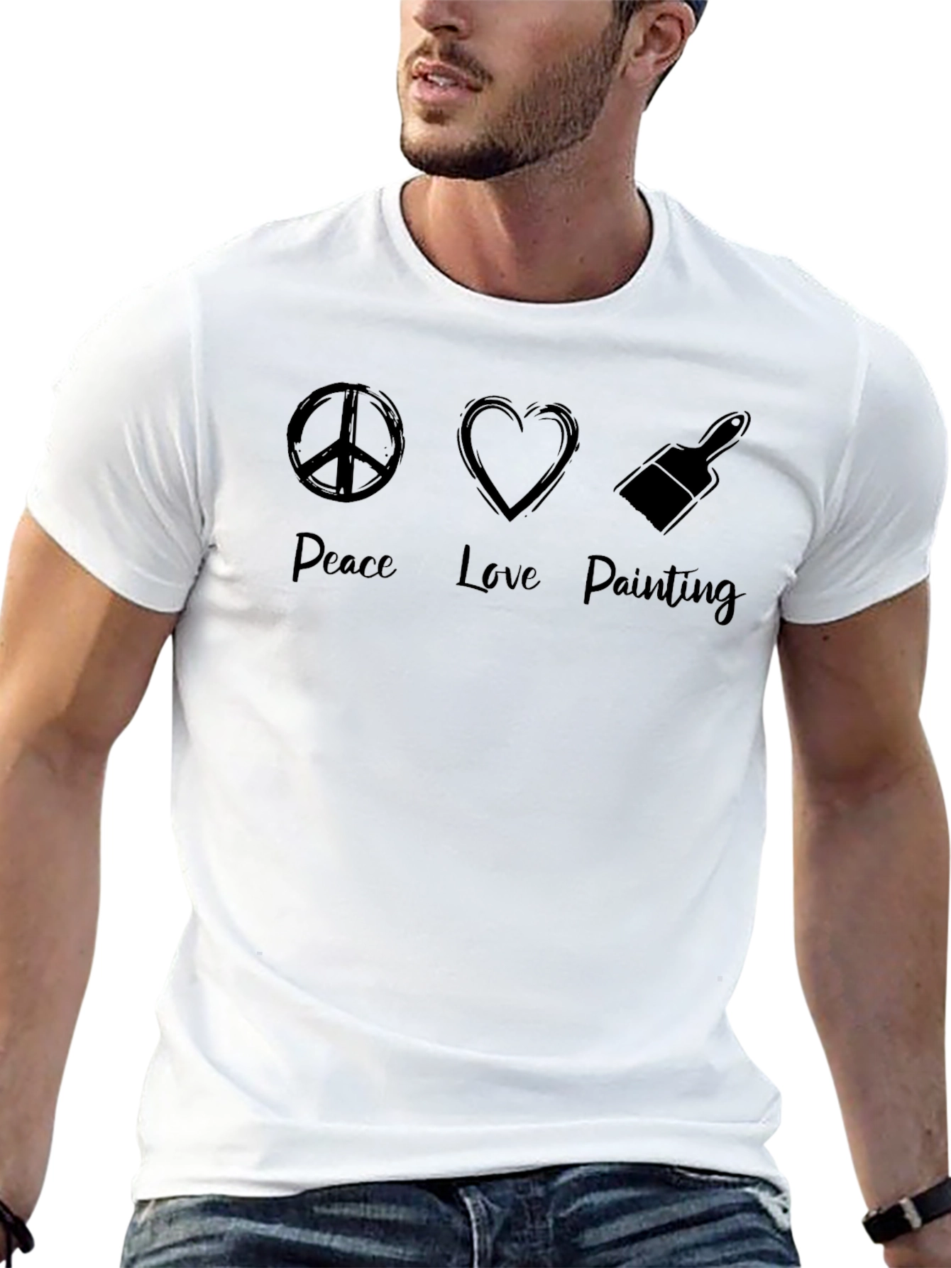 Black Peace Love Painting Black T-Shirt view 13