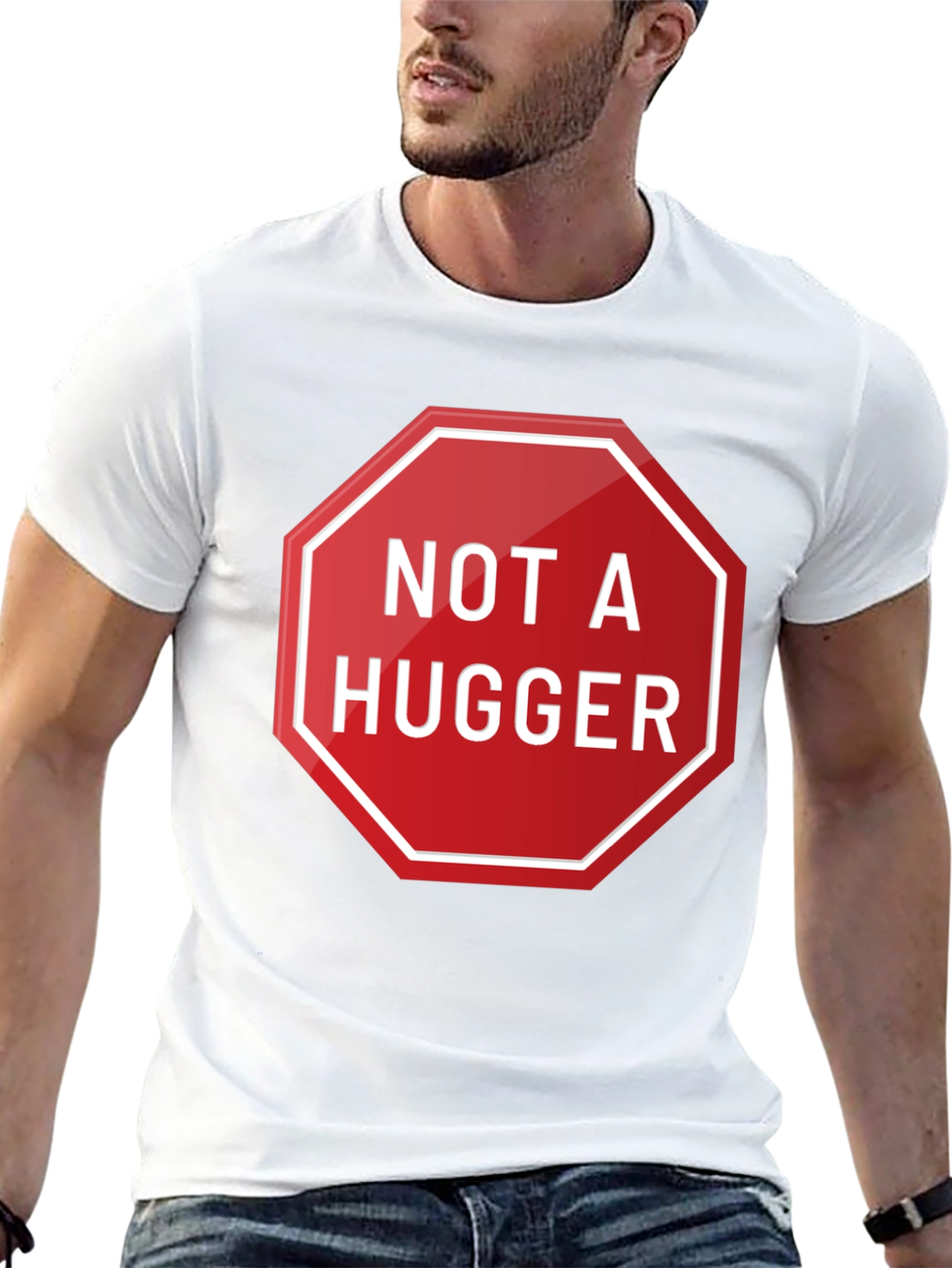 Black Not A Hugger Graphic T-Shirt - Funny Slogan Tee view 13
