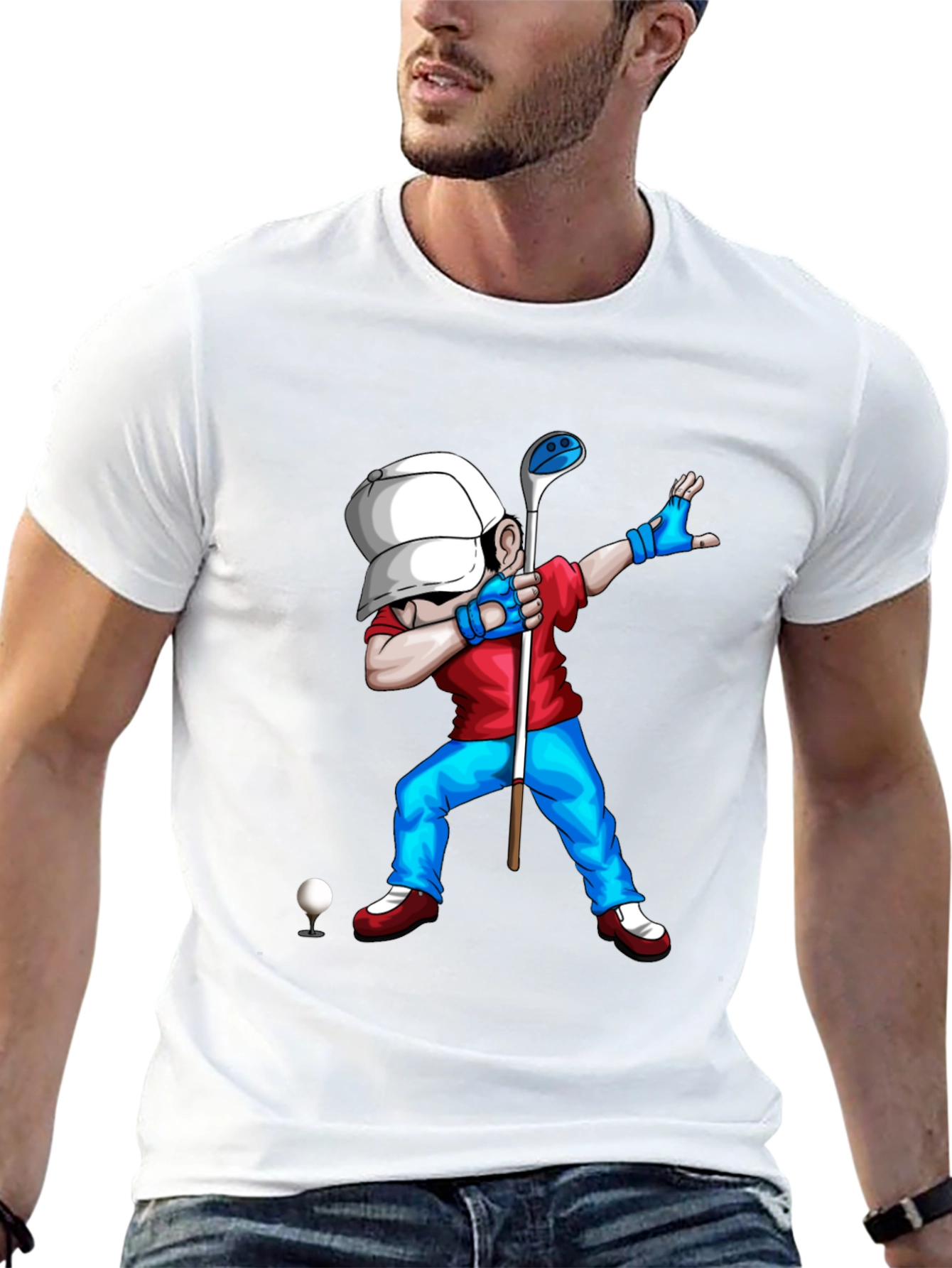 Black Golf Dabbing Cartoon Graphic Tee view 13
