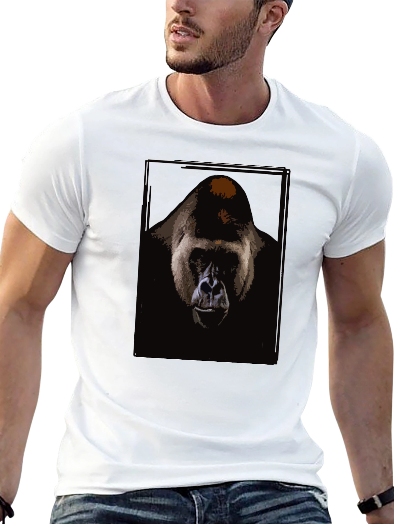 Black Gorilla Graphic Print Black T-Shirt view 13