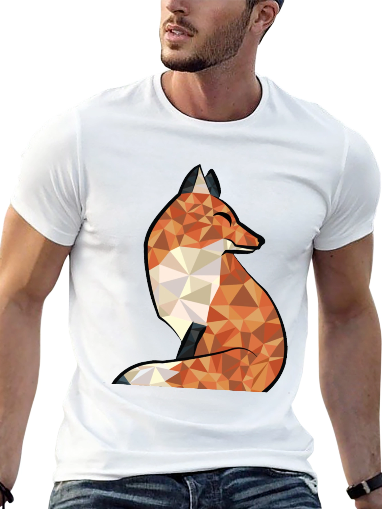 Black Geometric Fox Graphic Tee - Stylish & Unique Design view 13