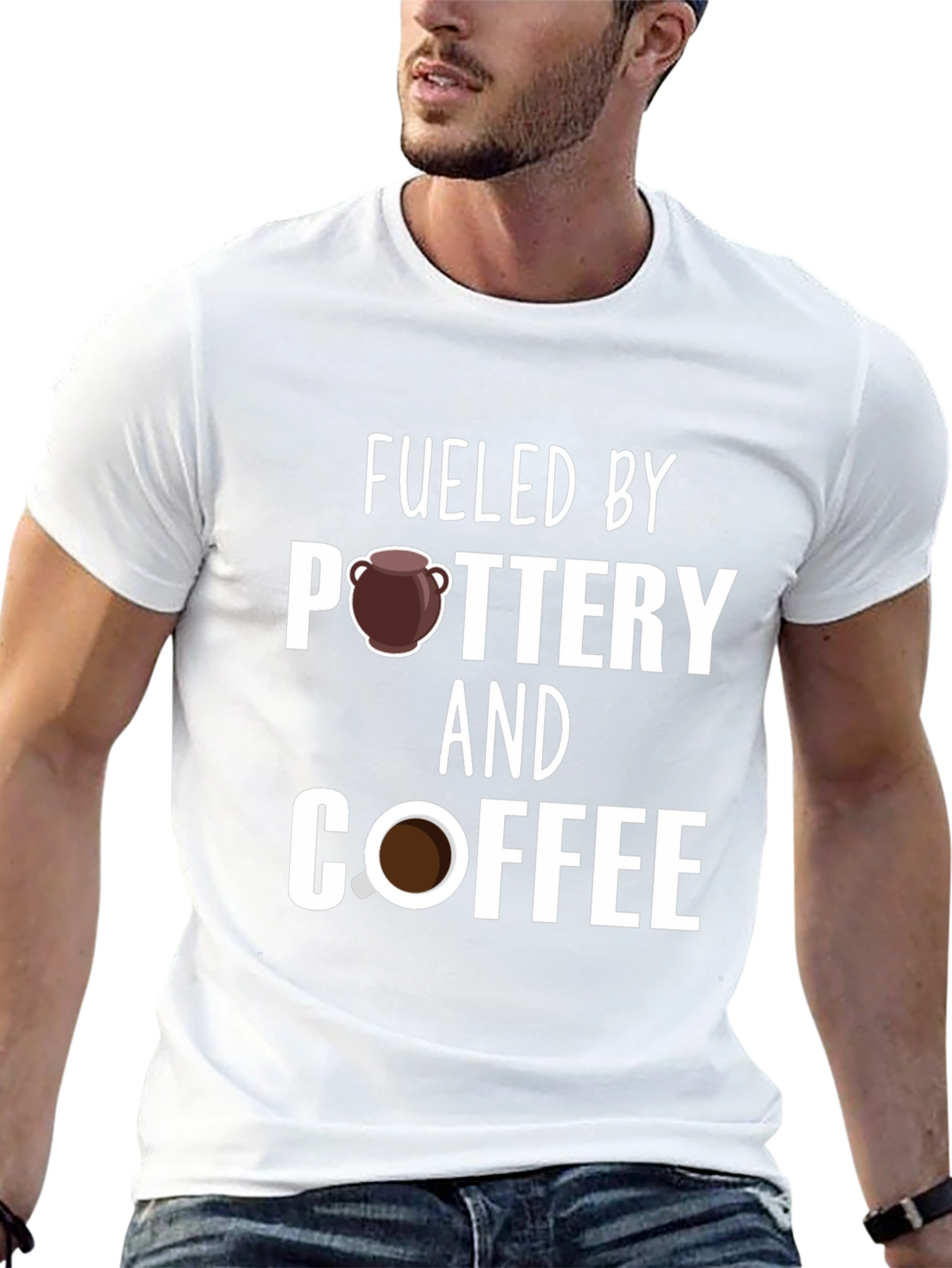 Black Fueled by Pottery and Coffee T-Shirt view 13