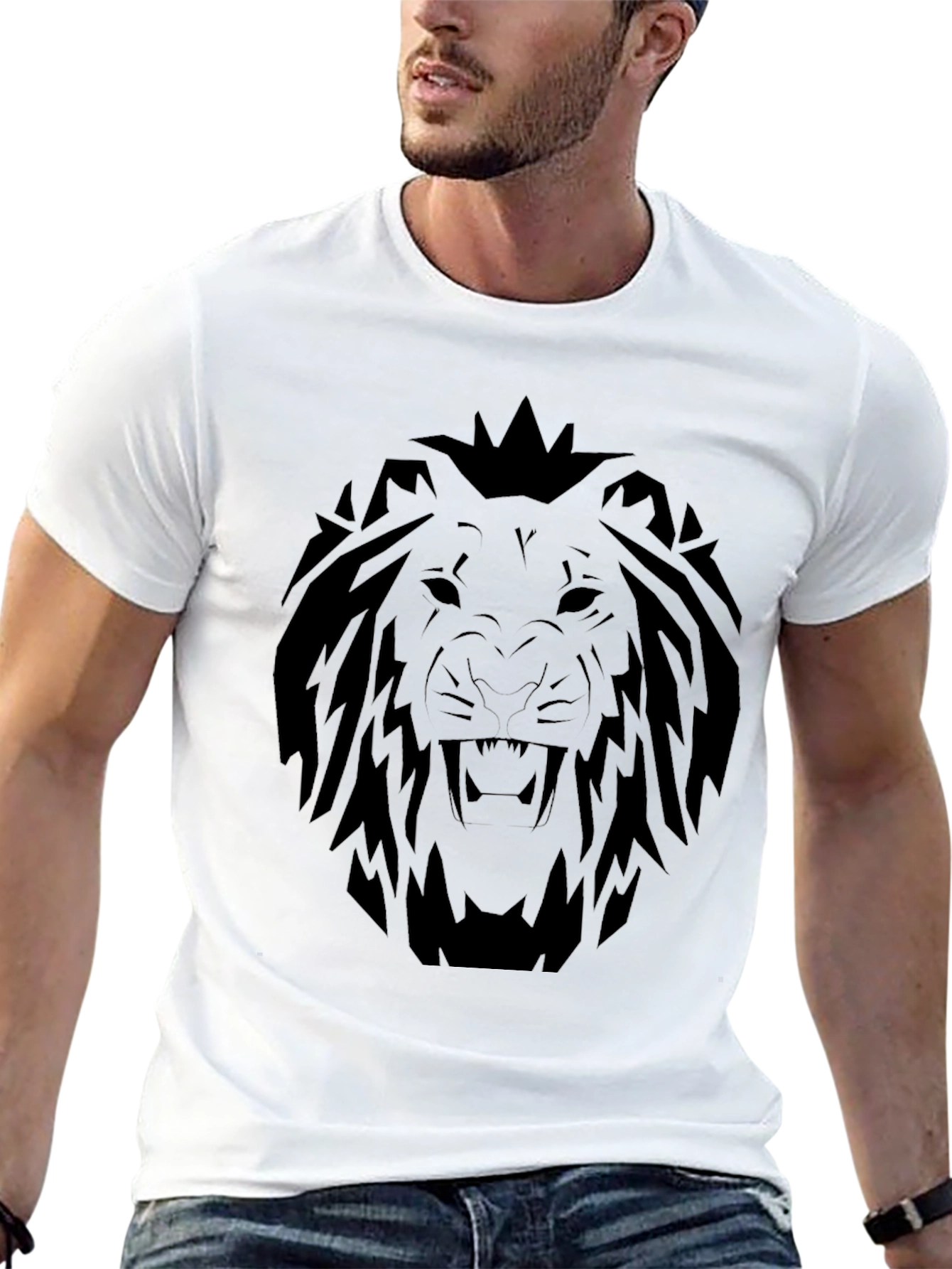 Black Lion Graphic Print Black T-Shirt view 13
