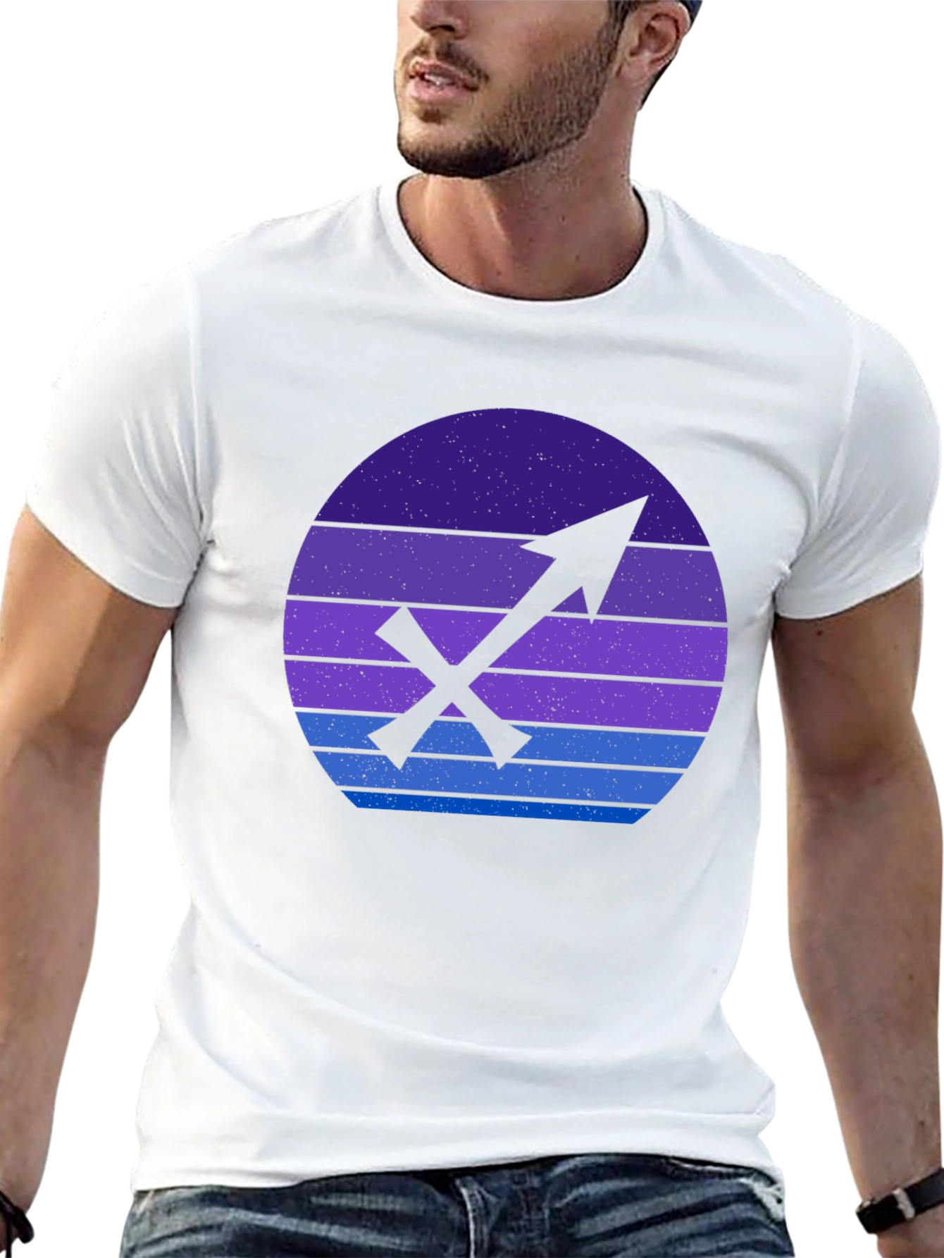 Sagittarius Zodiac Graphic Tee - Retro Sunset Design - 13