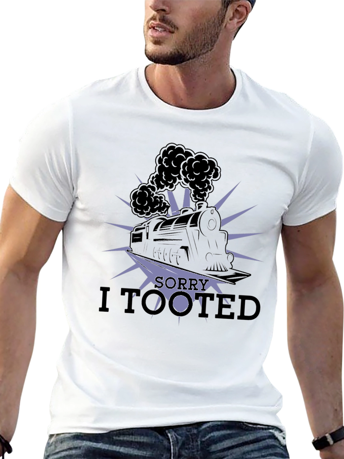 Black Funny "Sorry I Tooted" Train T-Shirt view 13