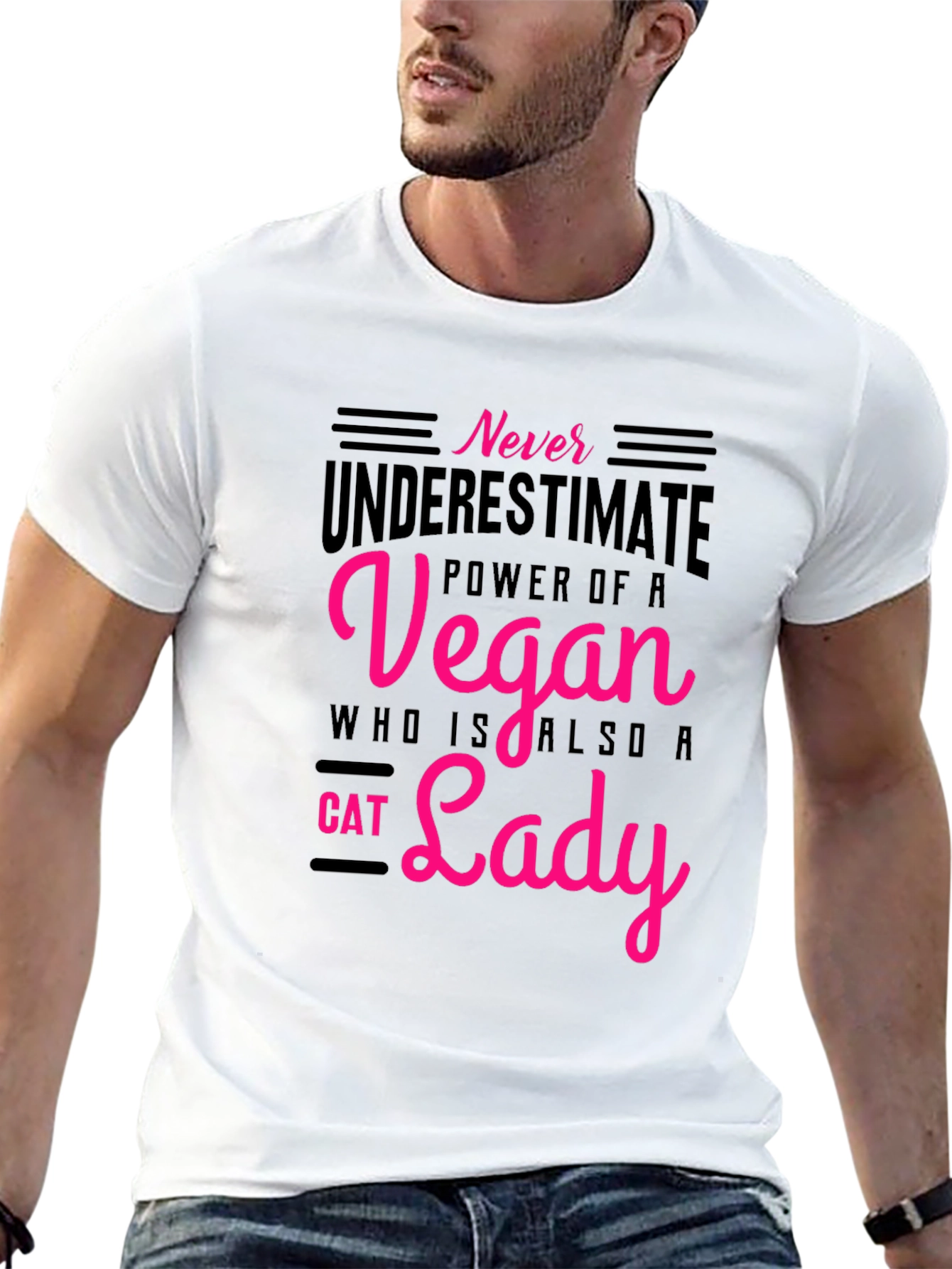 Black Vegan Cat Lady T-Shirt: Never Underestimate the Power! view 13