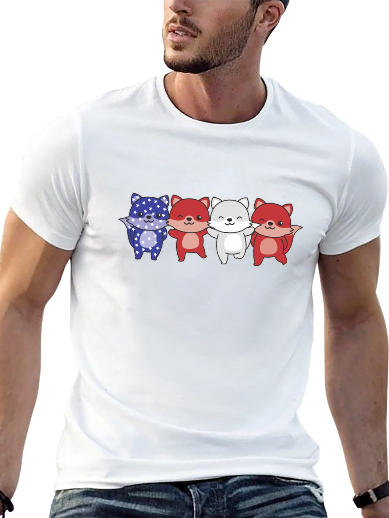 Black Patriotic Fox T-Shirt - USA Animal Design view 13