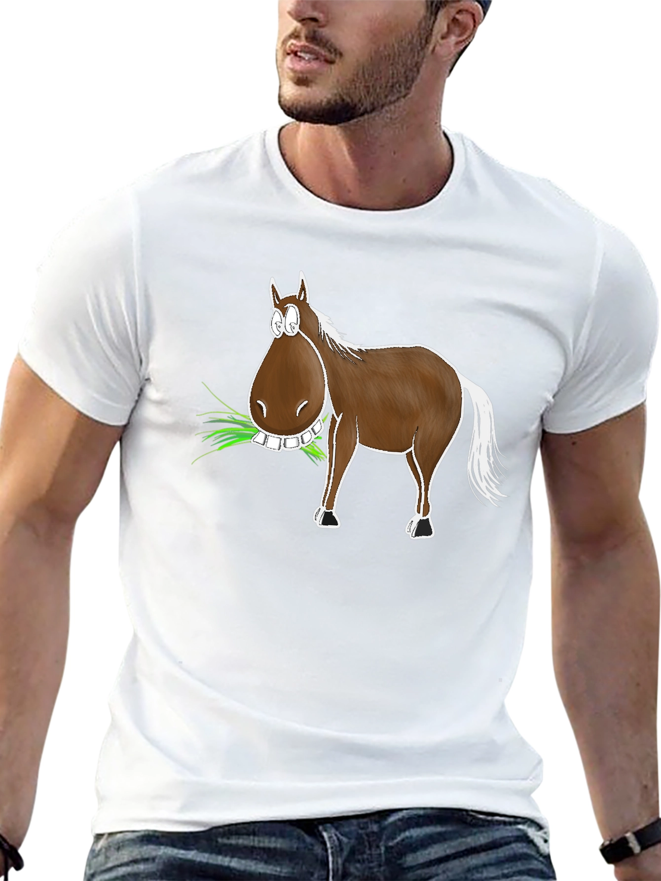 Black Funny Horse Graphic T-Shirt - Unisex view 13