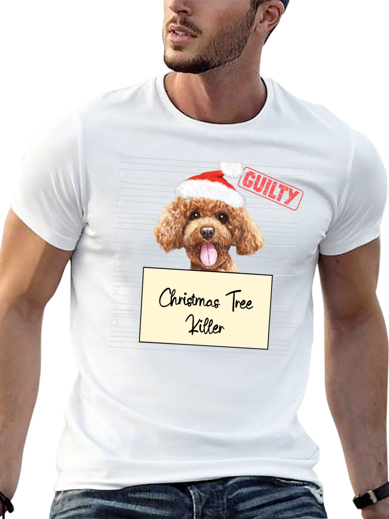 Christmas Tree Killer Dog Mugshot Graphic T-Shirt - 13