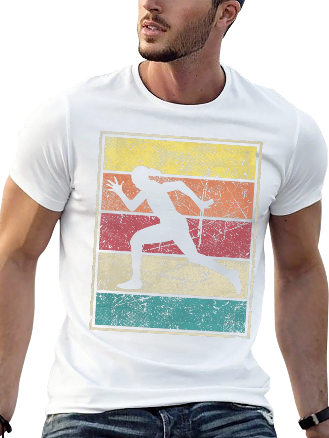 Black Retro Runner T-Shirt | Vintage Style Athletics Tee view 13