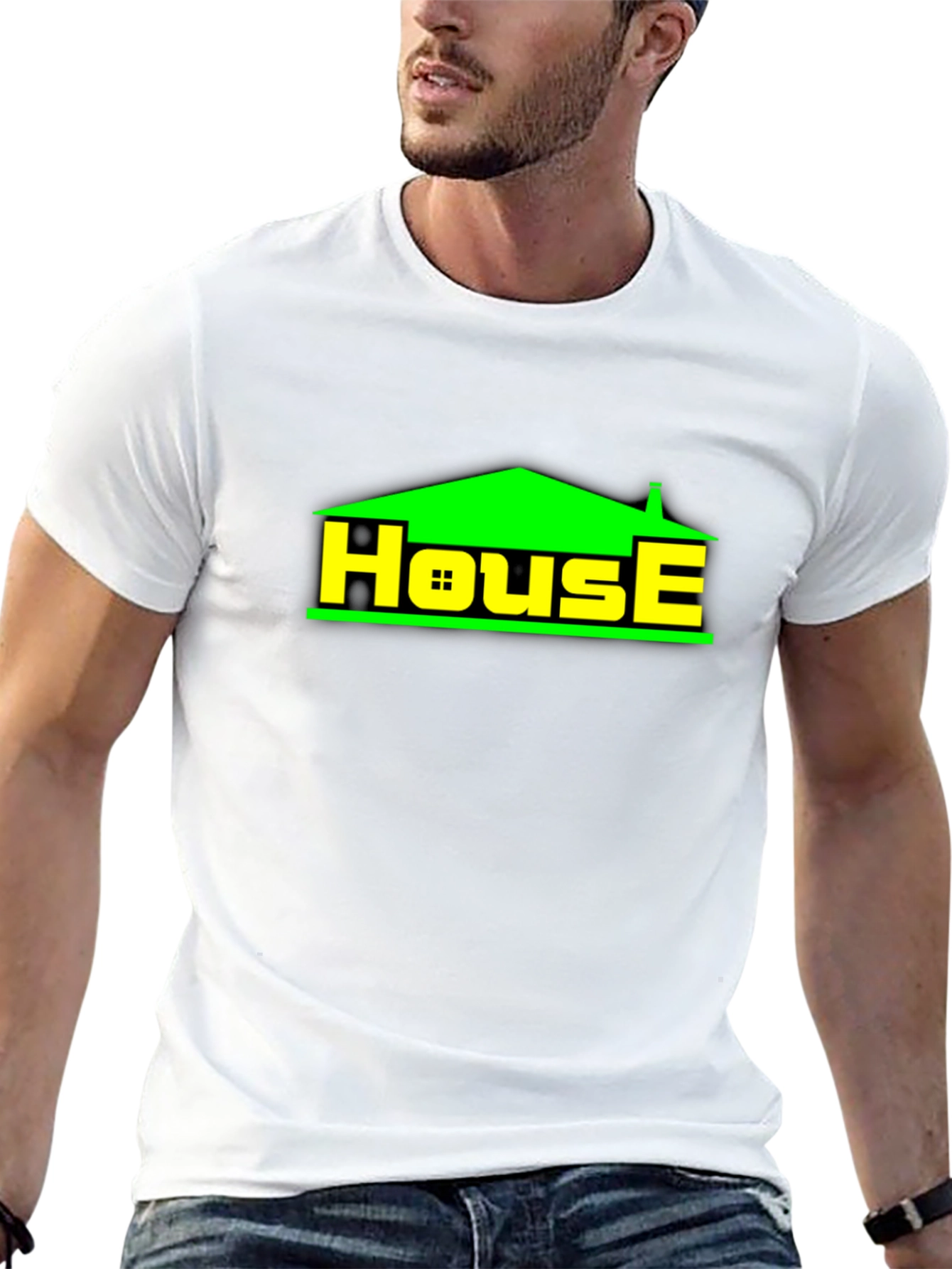 Black House Graphic T-Shirt - Black Crew Neck Tee view 13