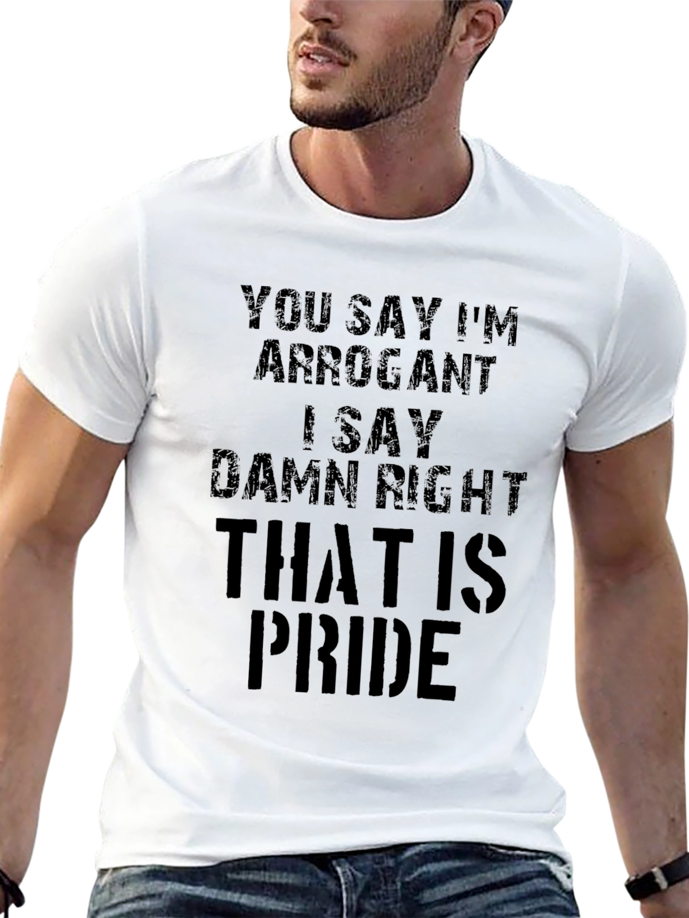 Black Arrogant Pride Men's Black T-Shirt view 13