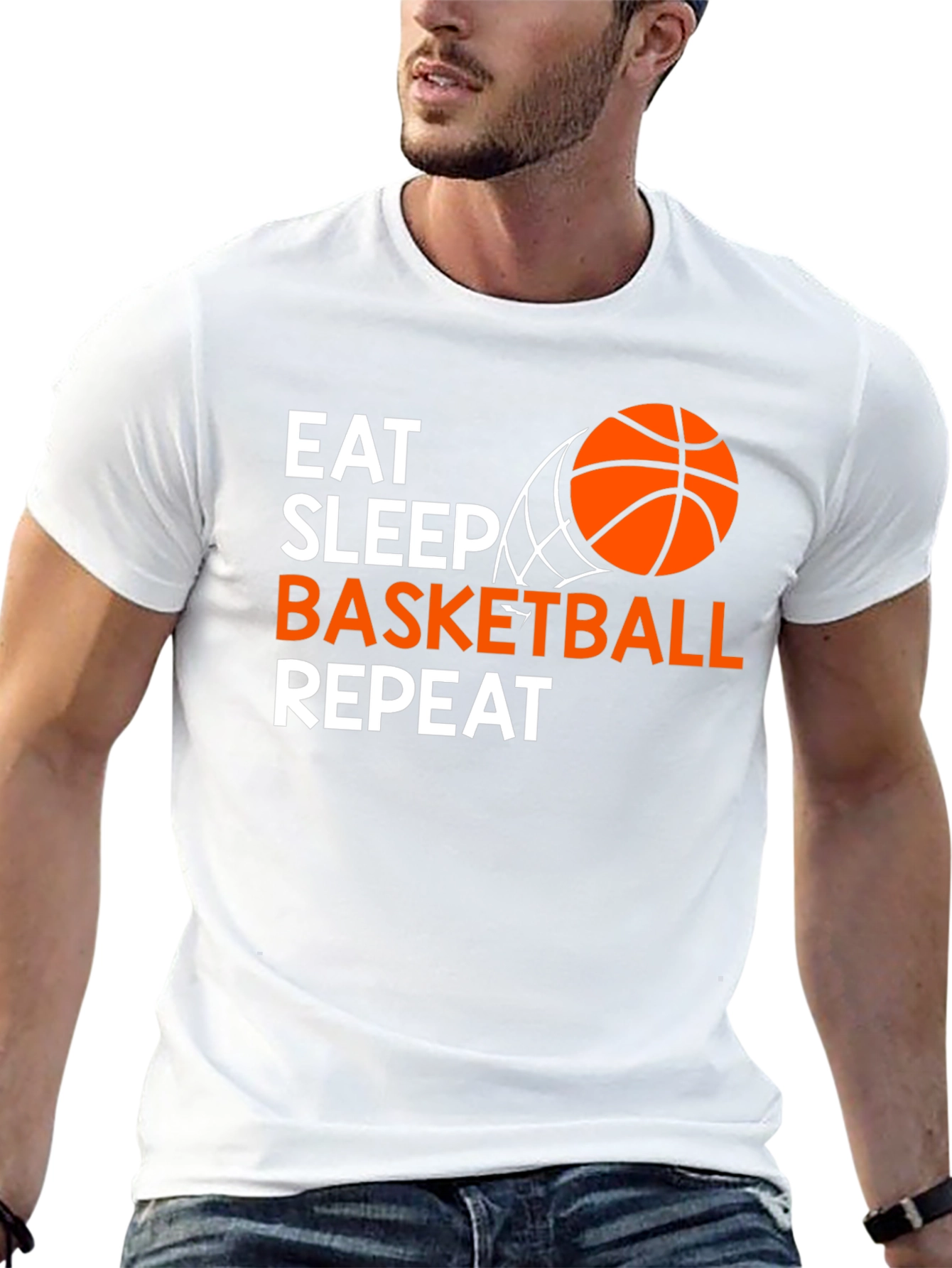 Black Eat Sleep Basketball Repeat T-Shirt view 13